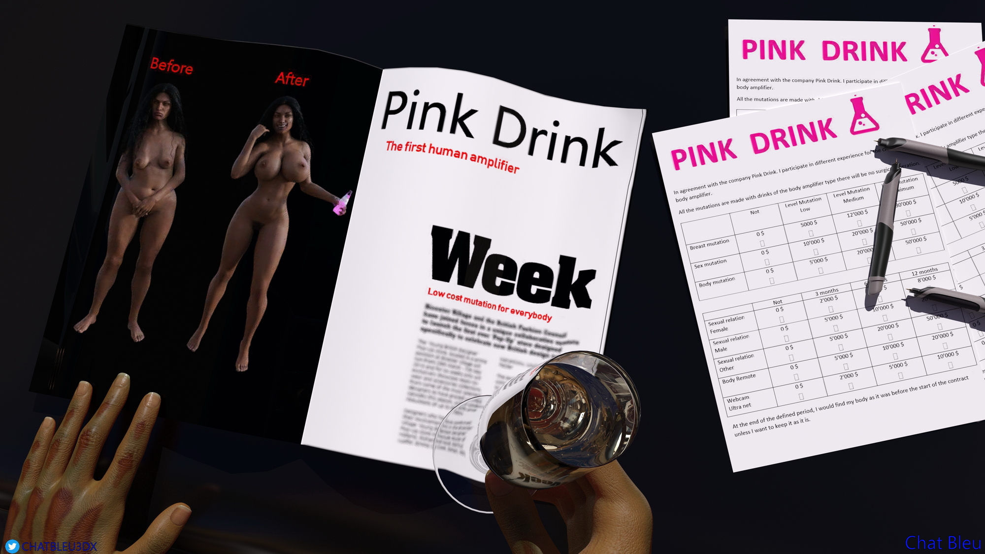 Pink Drink 1 Chat Bleu Bimbo 3d Porn Nude Comic 128