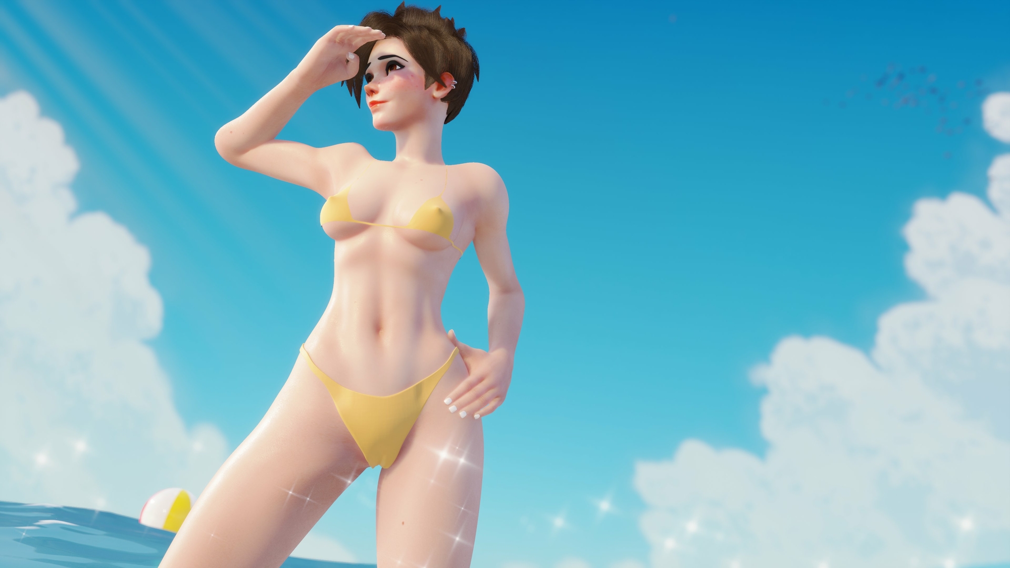 Tracer on the beach Overwatch Tracer 3d Porn Videogame Nude Naked Natural Boobs Natural Tits Natural Breast Pink Nipples Pink Pussy Teen 2