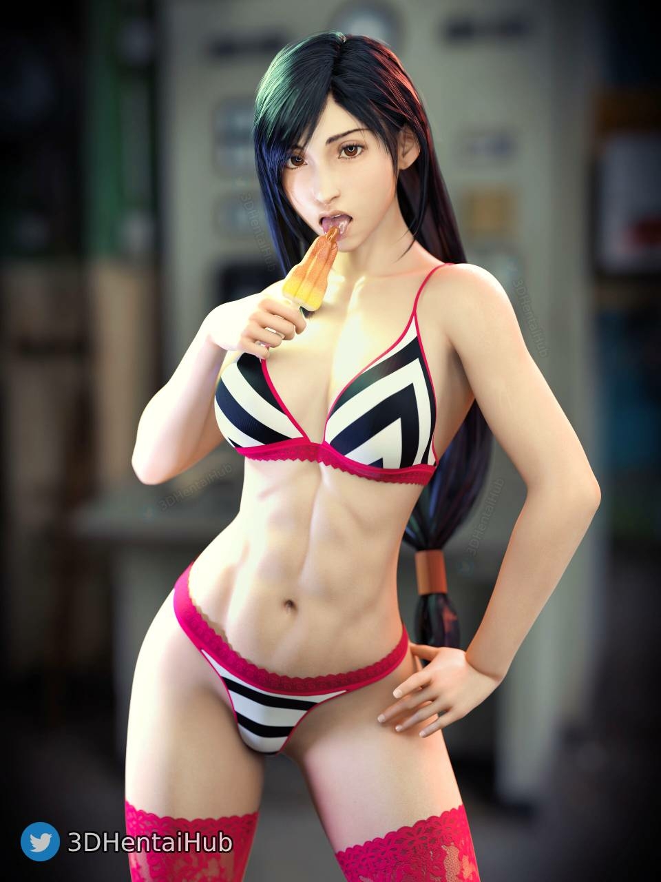 Tifa enjoying her popsicle Tifa Lockhart Pinup Oral 3d Porn 4