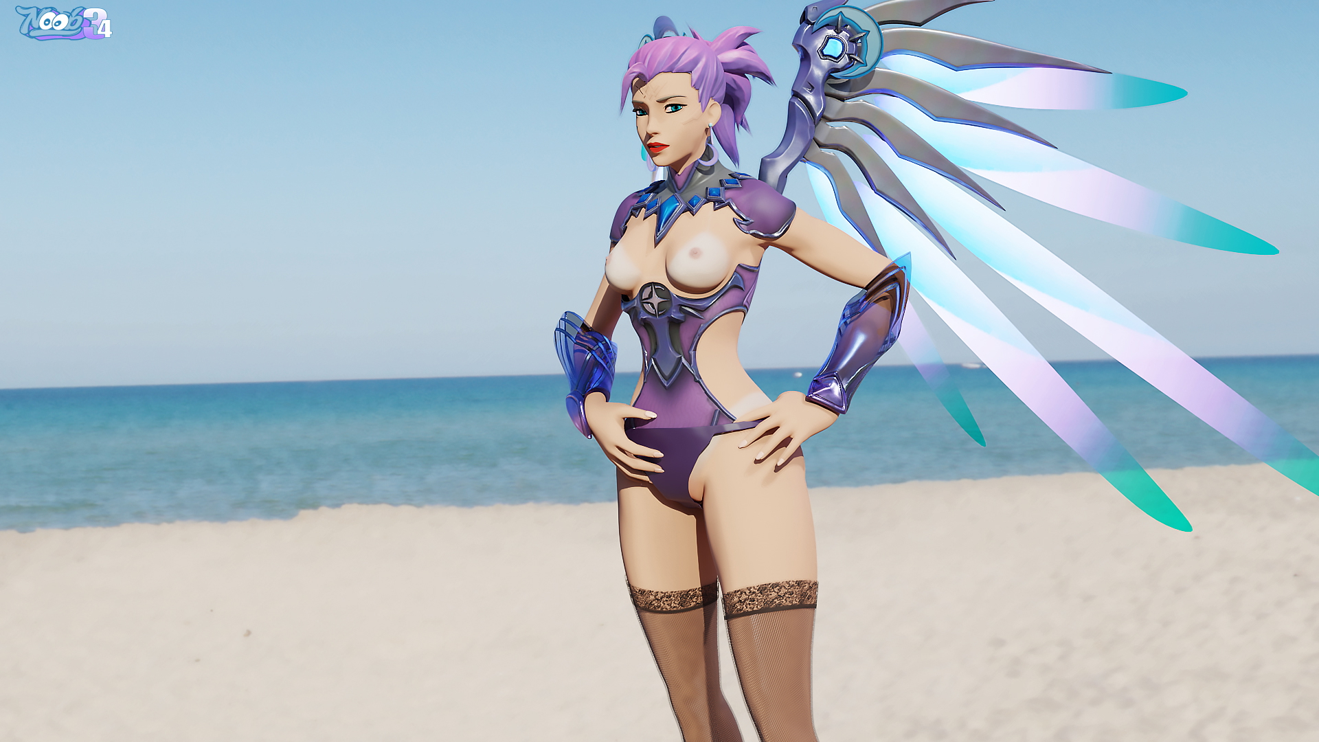 Atlantic Mercy came to the beach Mercy Overwatch Atlantic Beach Lingerie Rule34