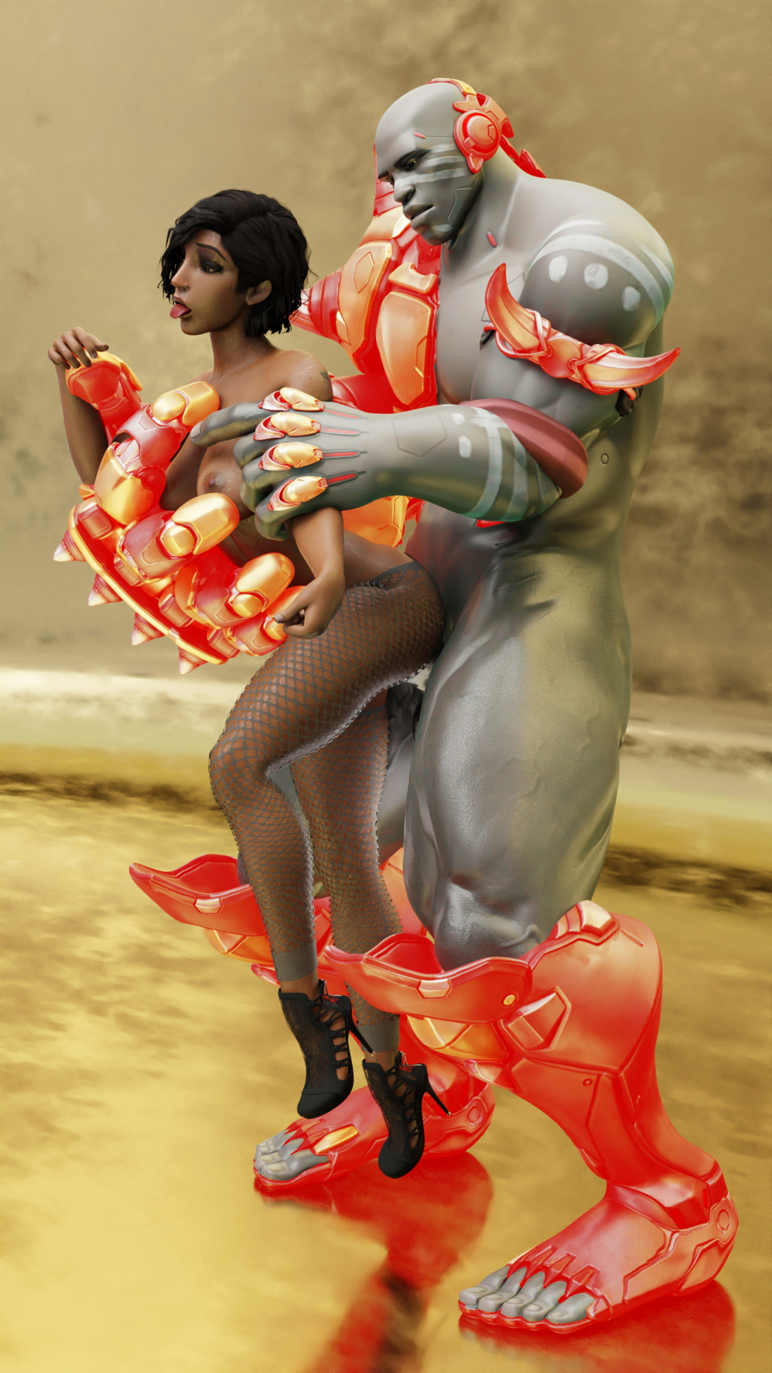Pharah getting carried Pharah Pharah (overwatch) Doomfist Fishnet Stockings 2