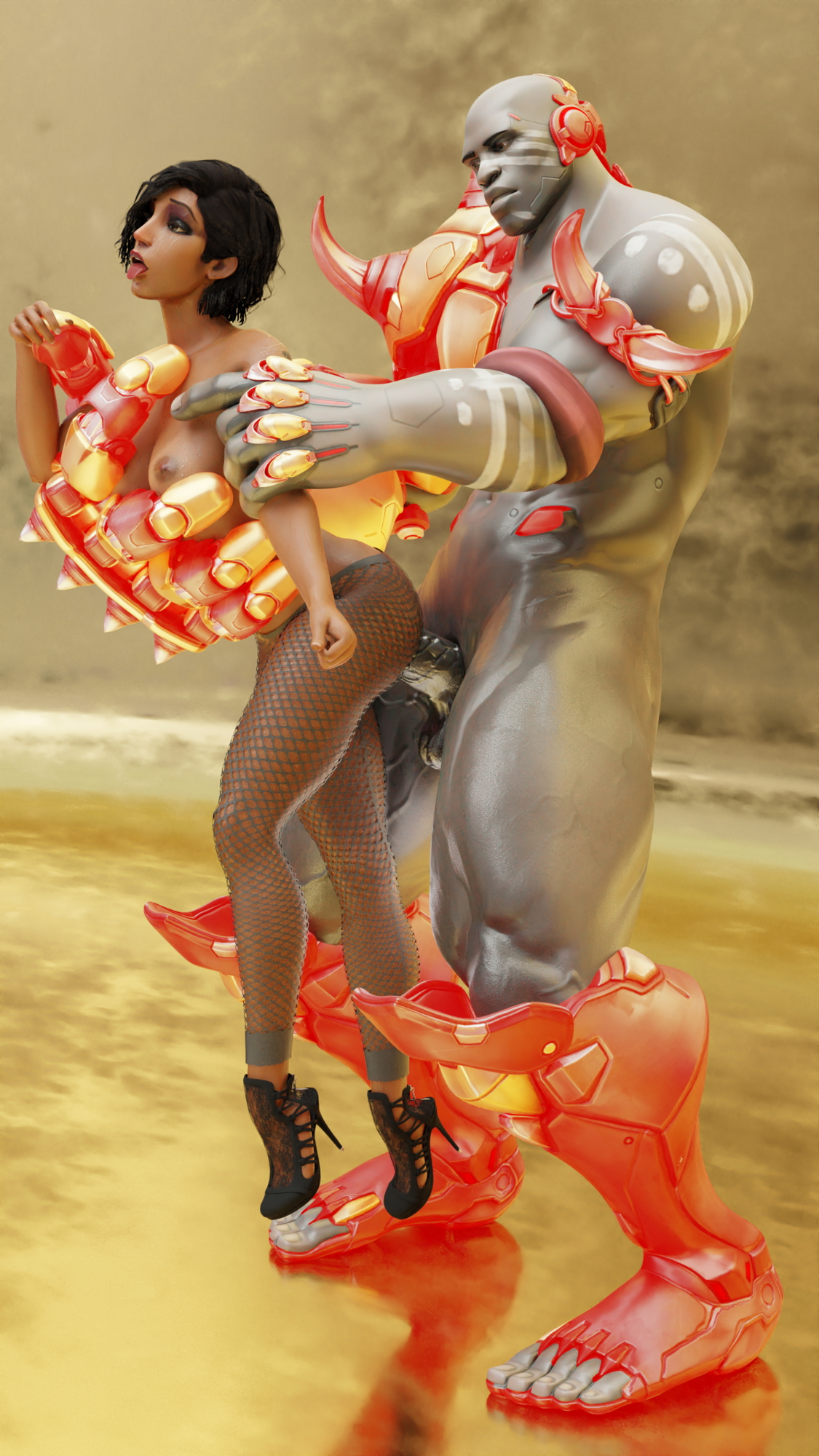 Pharah getting carried Pharah Pharah (overwatch) Doomfist Fishnet Stockings 3