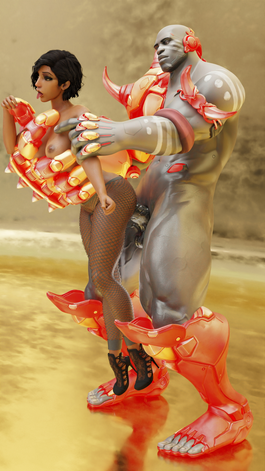 Pharah getting carried Pharah Pharah (overwatch) Doomfist Fishnet Stockings 4