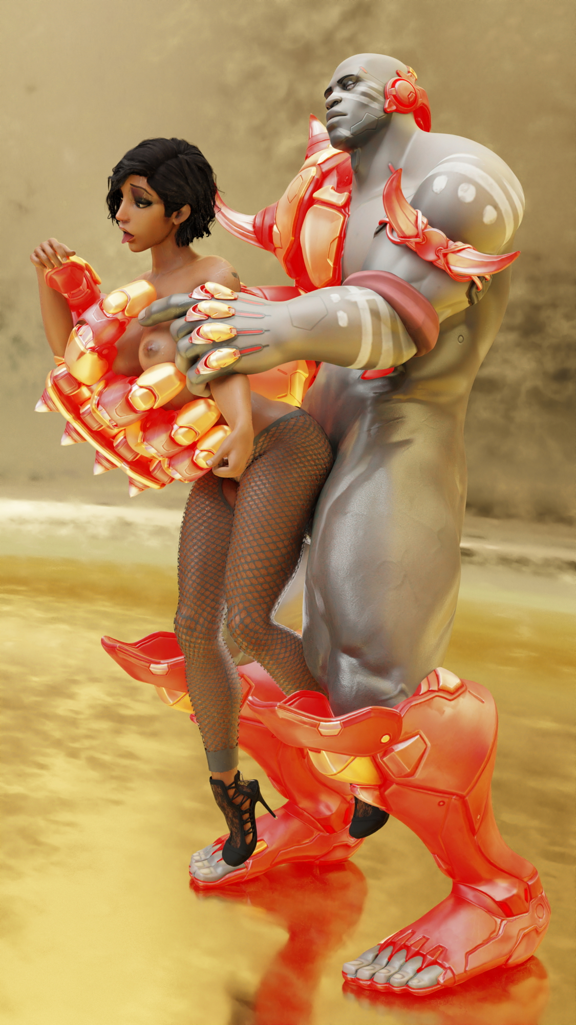 Pharah getting carried Pharah Pharah (overwatch) Doomfist Fishnet Stockings 6