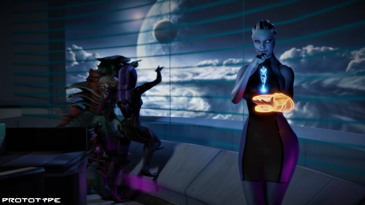 Liara at work <3 Liara Tali Zorah Cortana Mass Effect Halo 
