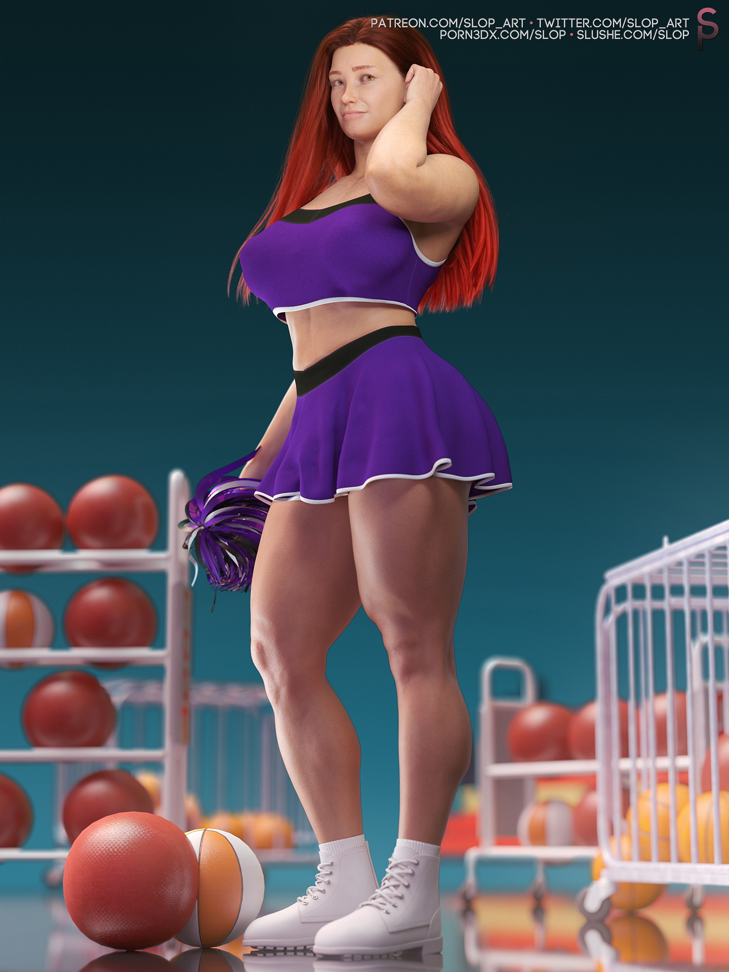 [SloP] Cheerleading Practice Promo Nina Broughton Futanari Futa Pinup 3d Porn 4
