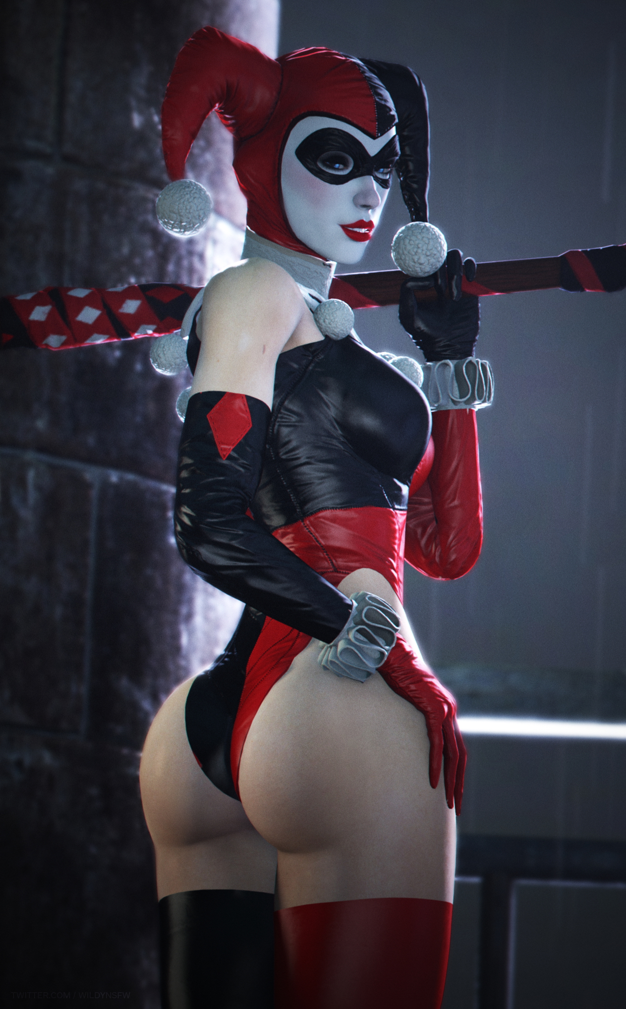Do you like looking at me, Handsome? Harley Quinn Dc Comics Dc Batman 3d Porn 3d Girl Nude Pinup Leotard