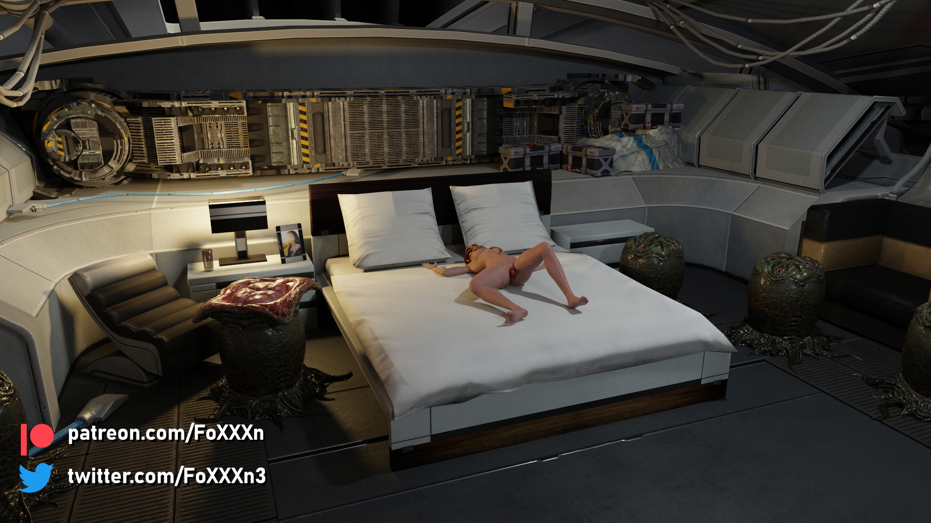 You've heard of the chestbuster - well here's the pussy piercer! Mass Effect Commander Shepard Alien Facehugger Female Femshep Impregnation