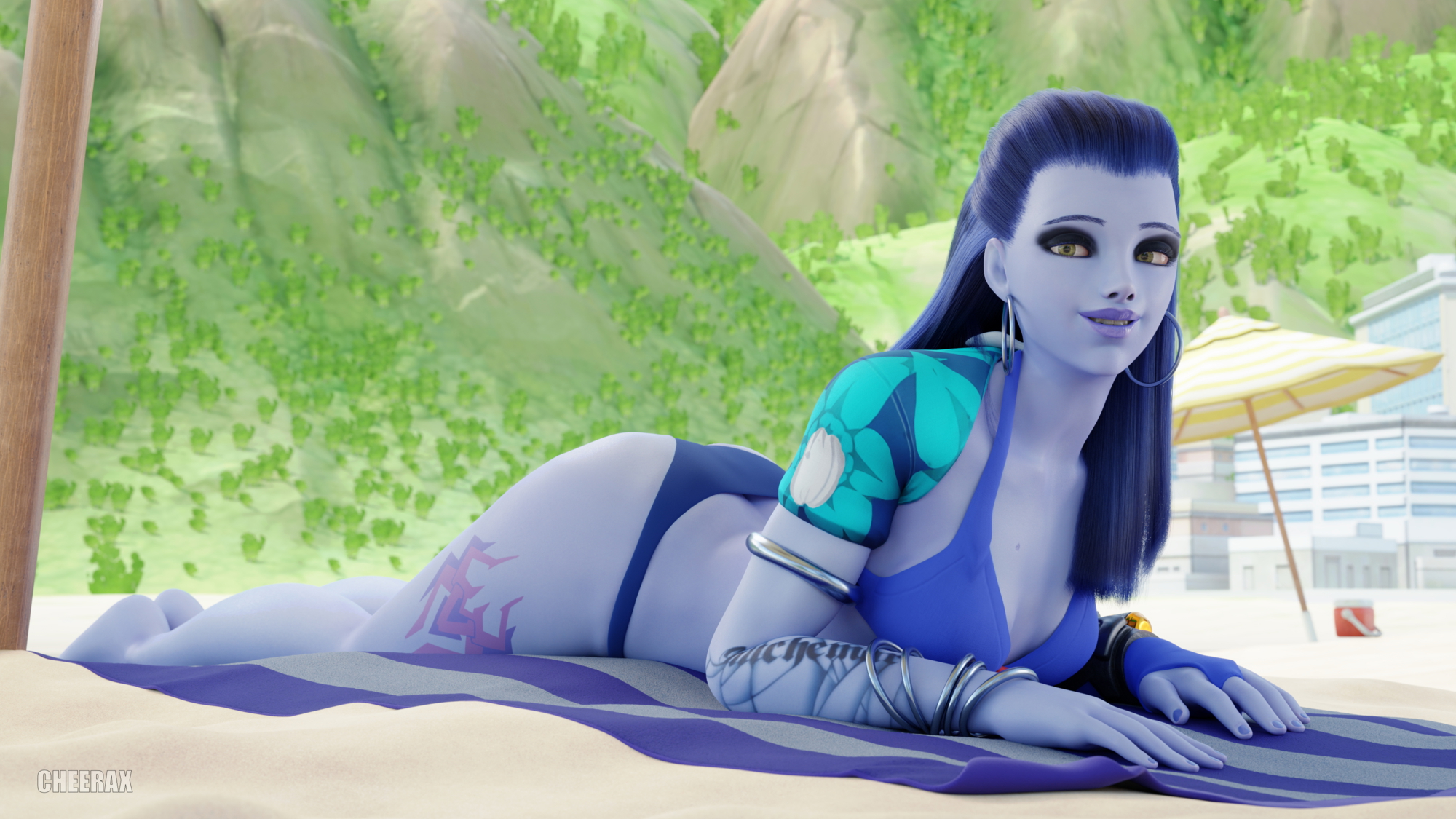 Widowmaker relaxing on Rio Widowmaker Overwatch Breasts Ass 2