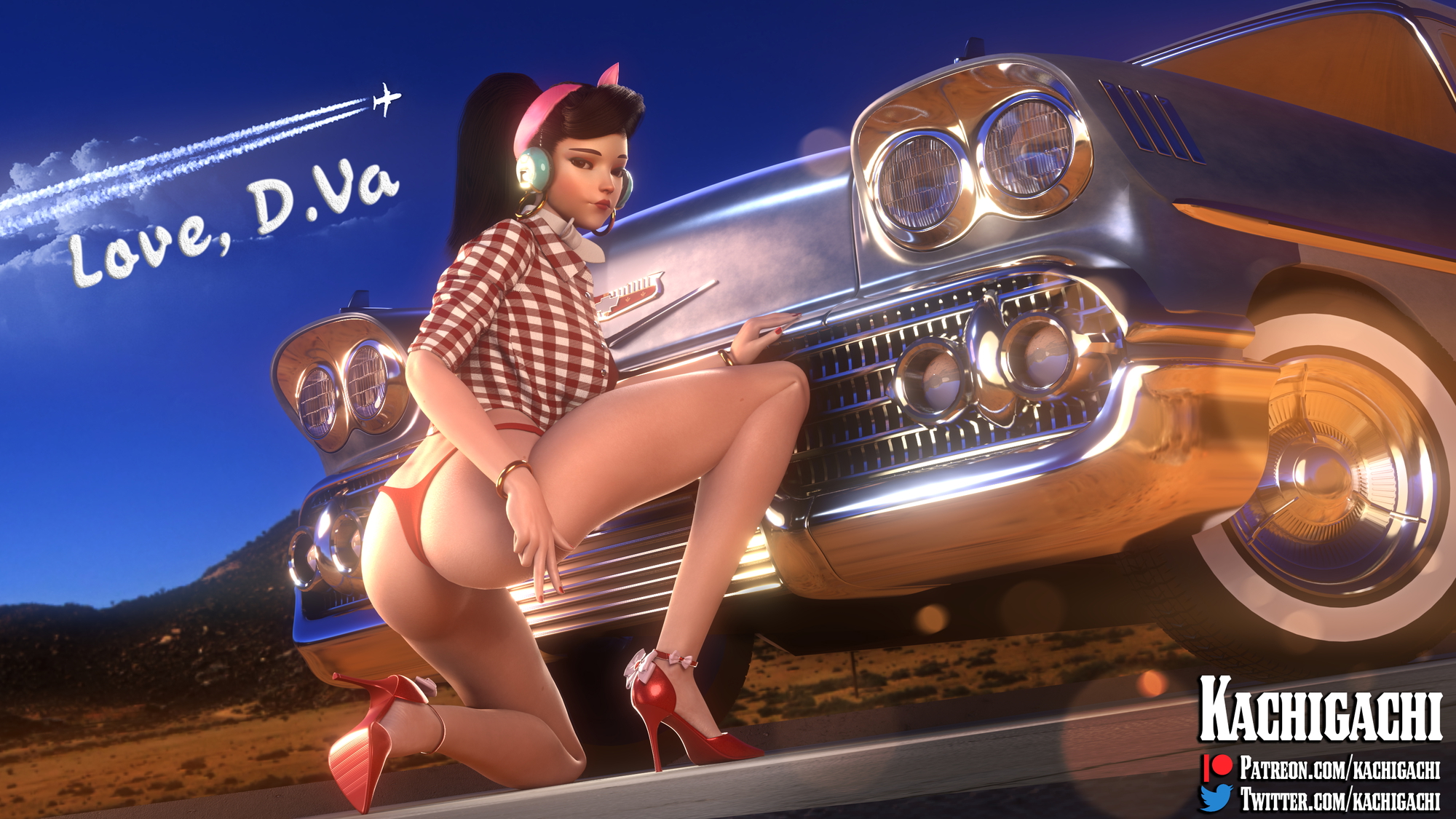 D.Va | Hot Chrome Dva (overwatch) Overwatch Pinup Ass Big Ass High Heels Panties