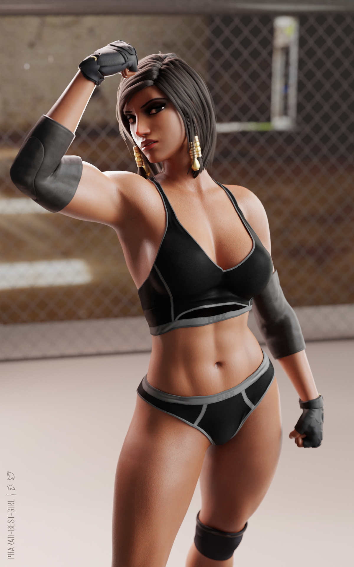 Pinup 122 Pharah Pharah (overwatch) Overwatch Muscular Girl Muscles Musclegirl Sporty Brownskin