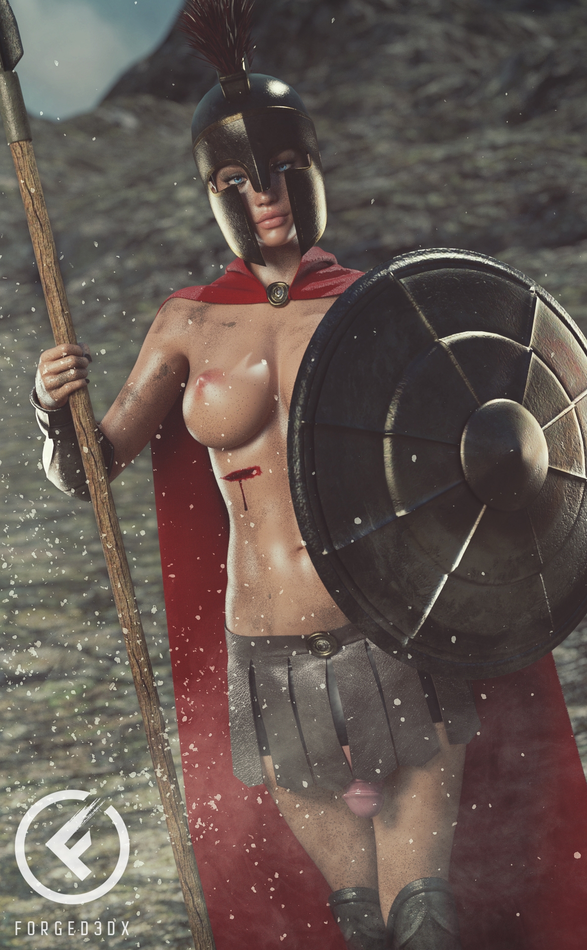 Hayley Spartan Spartan 300 3d Porn 3d Girl Videogame Nude Naked Fit Natural Boobs Natural Tits Warrior Armor Futa Futanari Erection War