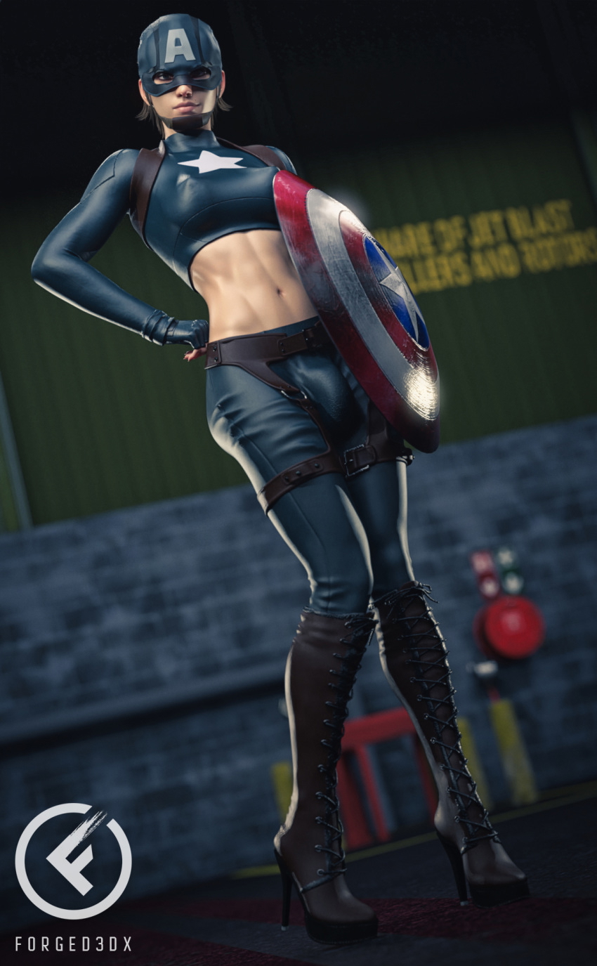 Anya as Cap Captain America Marvel Avengers Anya 3d Porn 3d Girl Videogame Nude Naked Fit Natural Boobs Natural Tits Futanari Futa Cumshot