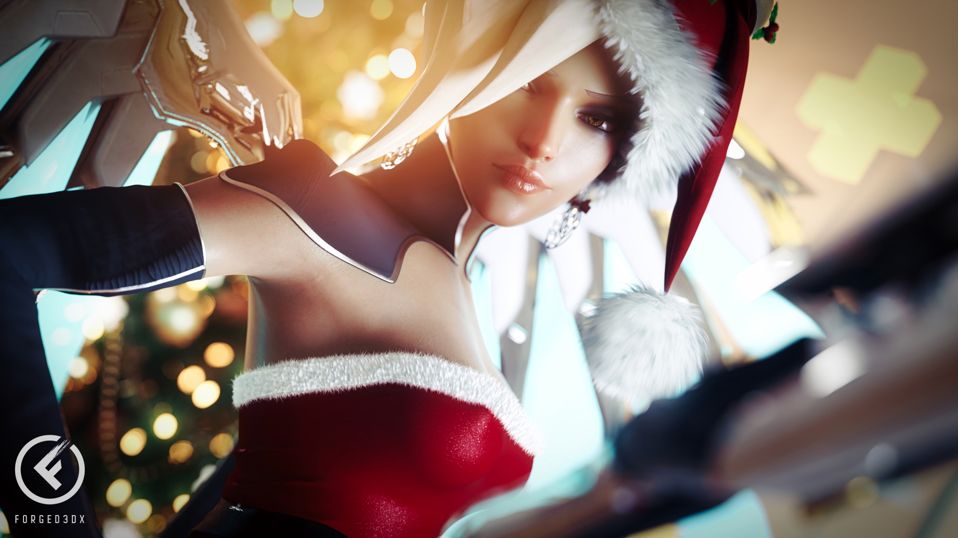 Mercy Merry Christmas Mercy Overwatch 3d Porn 3d Girl Videogame Nude Naked Fit Natural Boobs Natural Tits Topless Ass Booty Nipples Pink Nipples 2