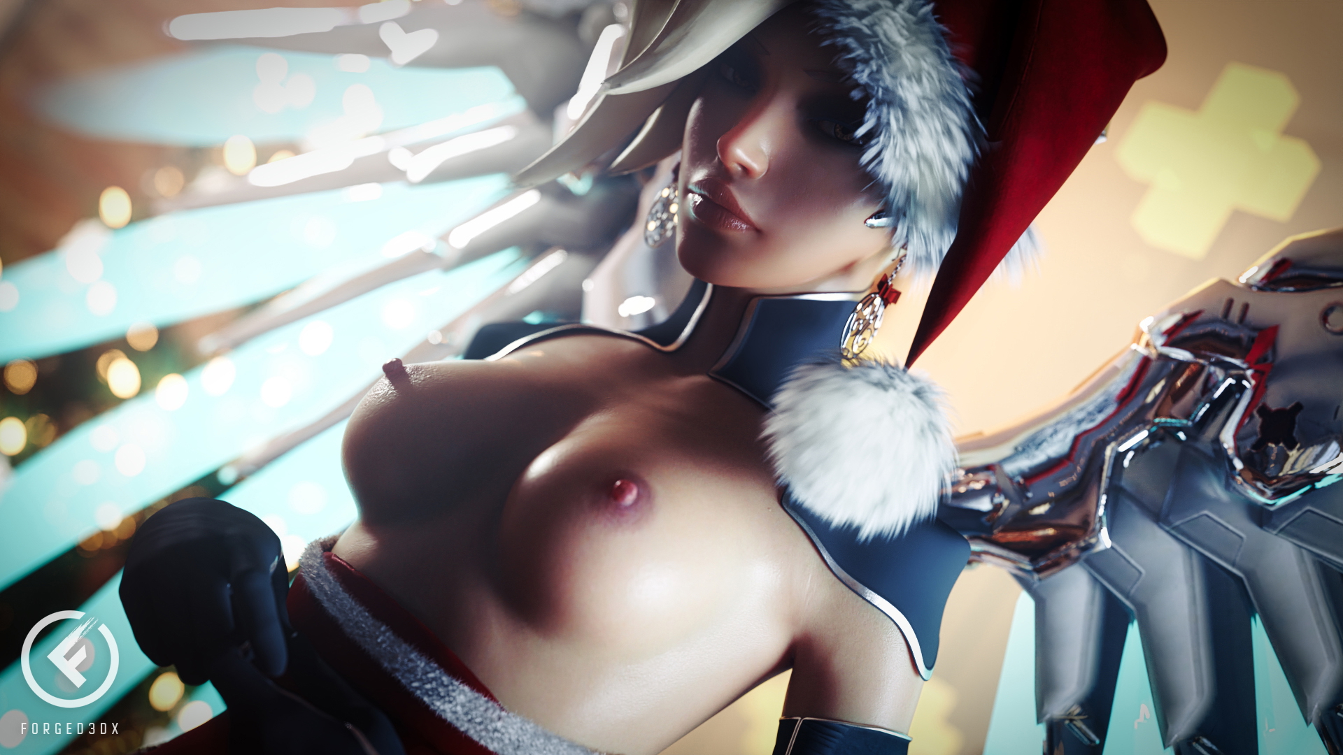 Mercy Merry Christmas Mercy Overwatch 3d Porn 3d Girl Videogame Nude Naked Fit Natural Boobs Natural Tits Topless Ass Booty Nipples Pink Nipples 5