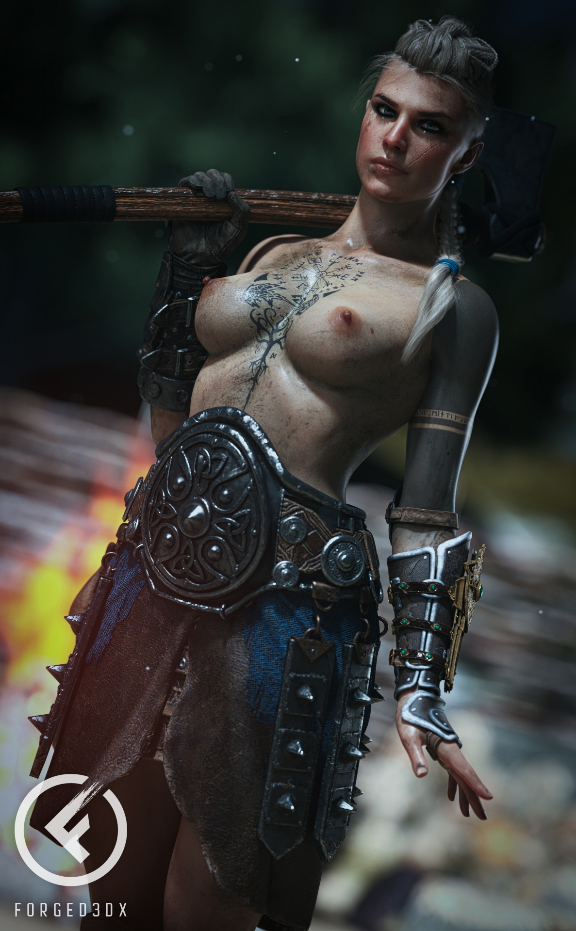 Eivor Wolf-Kissed Eivor Varinsdottir Assassin's Creed 3d Porn 3d Girl Videogame Nude Naked Fit Natural Boobs Natural Tits Viking 2