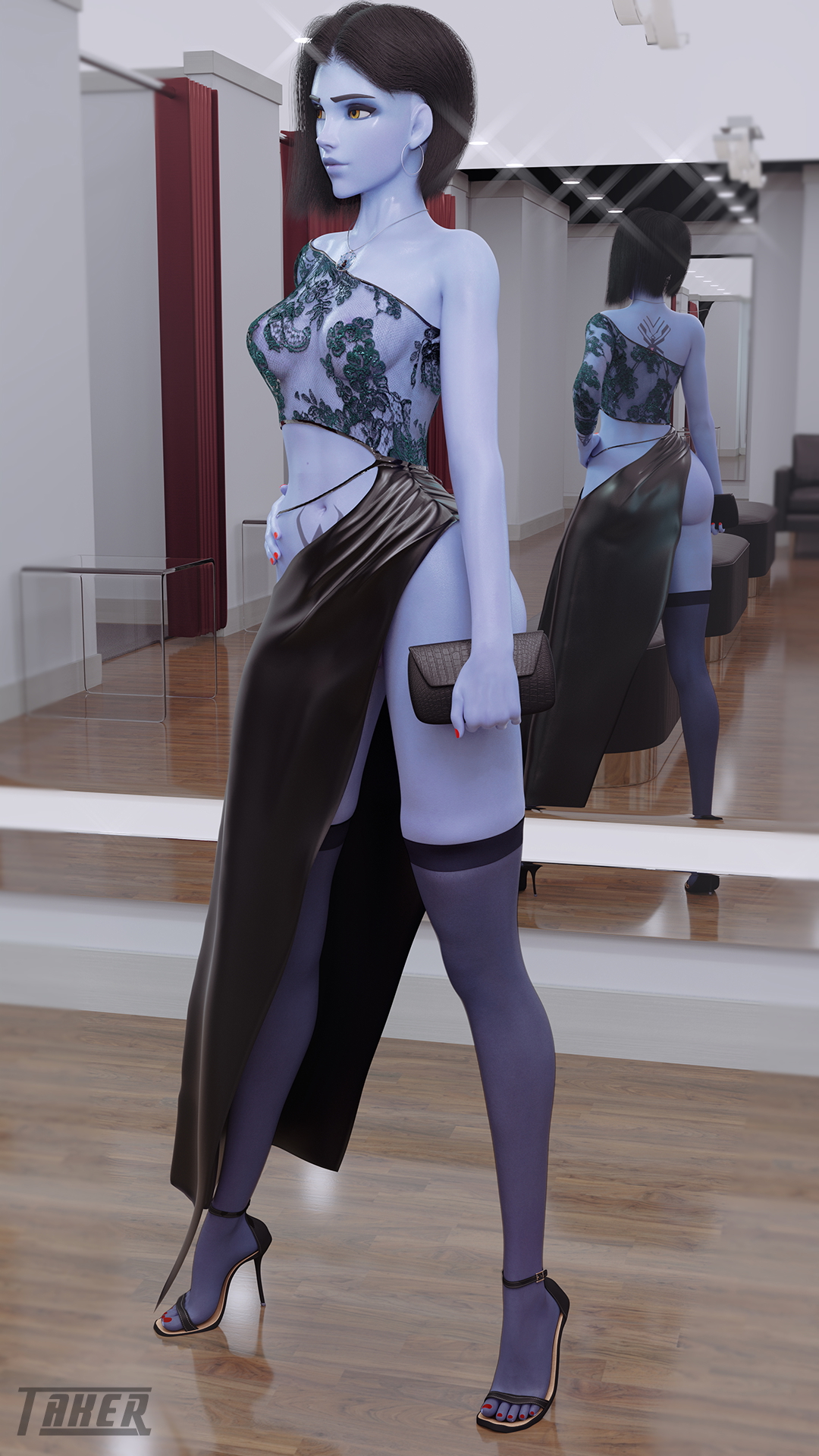 Someone is very lucky to have a date with such a beauty. Overwatch Widowmaker 3d Porn 3d Girl Sexy Fit Booty Thong Pink Nipples Natural Boobs Tits Undressed Pussy Shaved Pussy