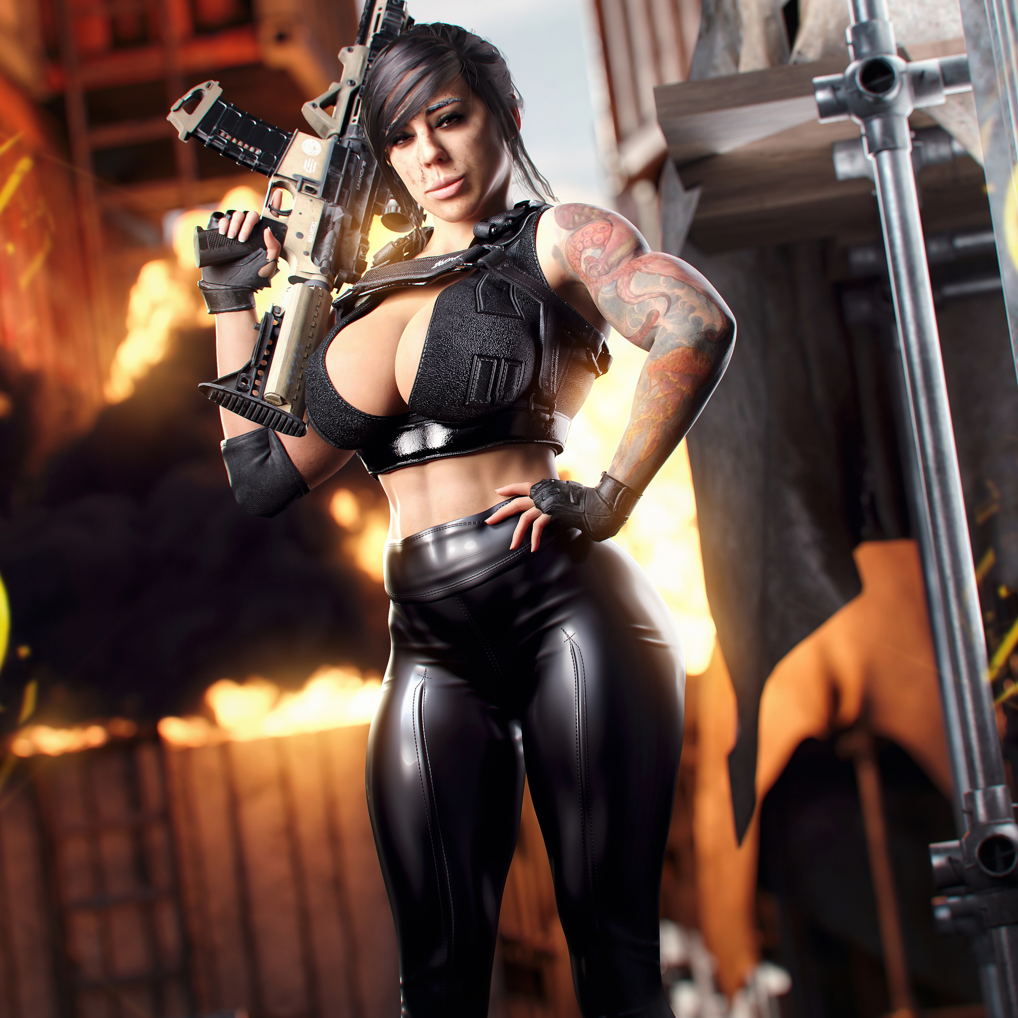 Mara Mara (call Of Duty) Call Of Duty 3d Porn Pose Sexy Big Tits Big boobs Tattoo