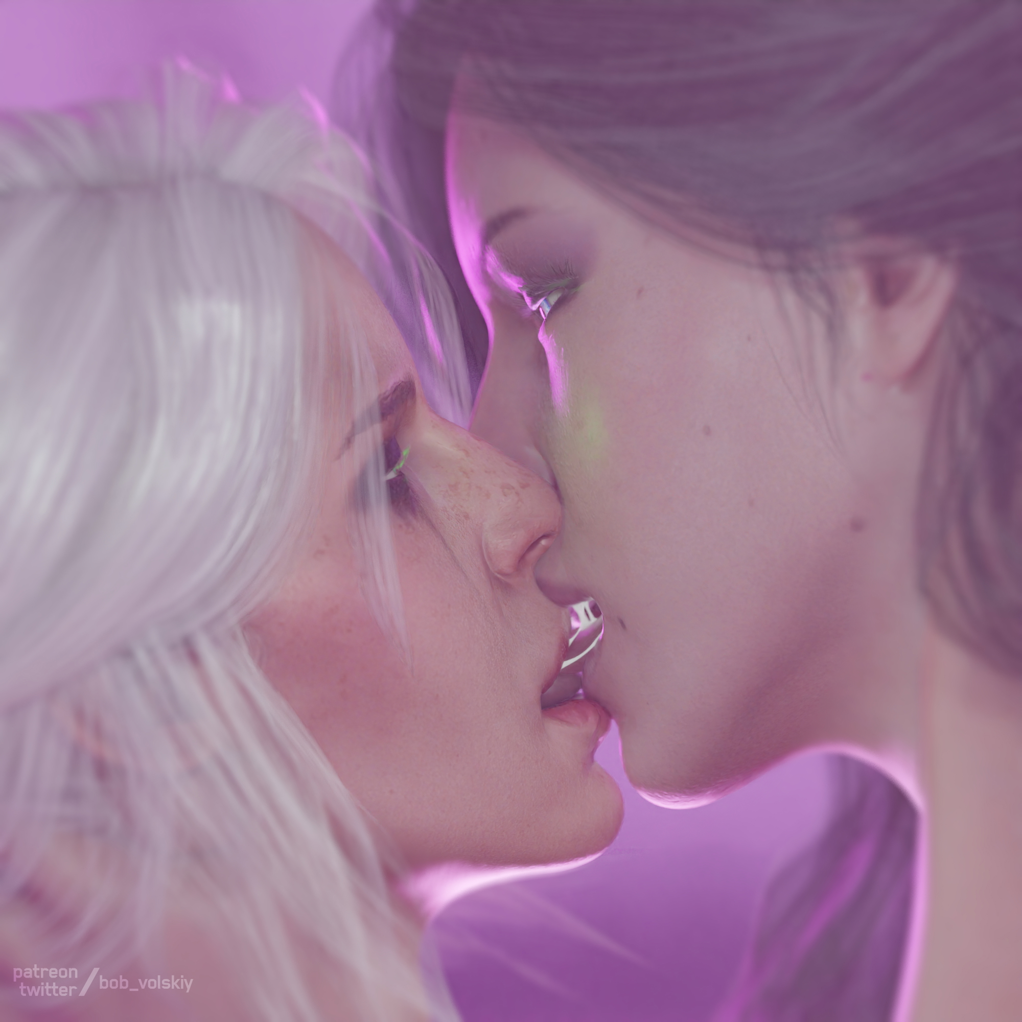 Yennefer kissing Ciri Yennefer di Vengerberg The Witcher 3 Ciri (The Witcher) Lesbian Game Videogame Kissing