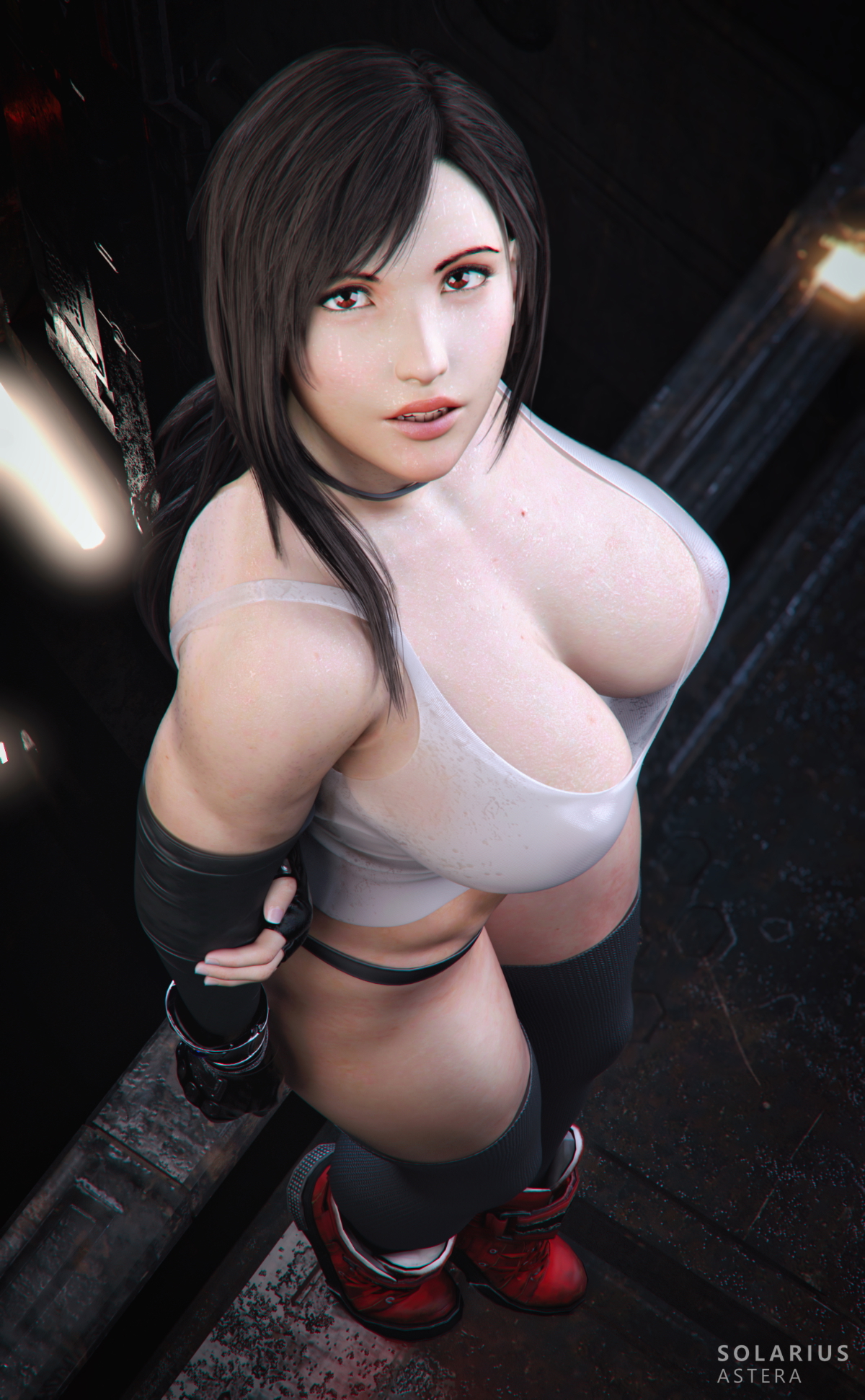 Tifa Tifa Lockhart Final Fantasy Big Breasts Sweaty Tanktop