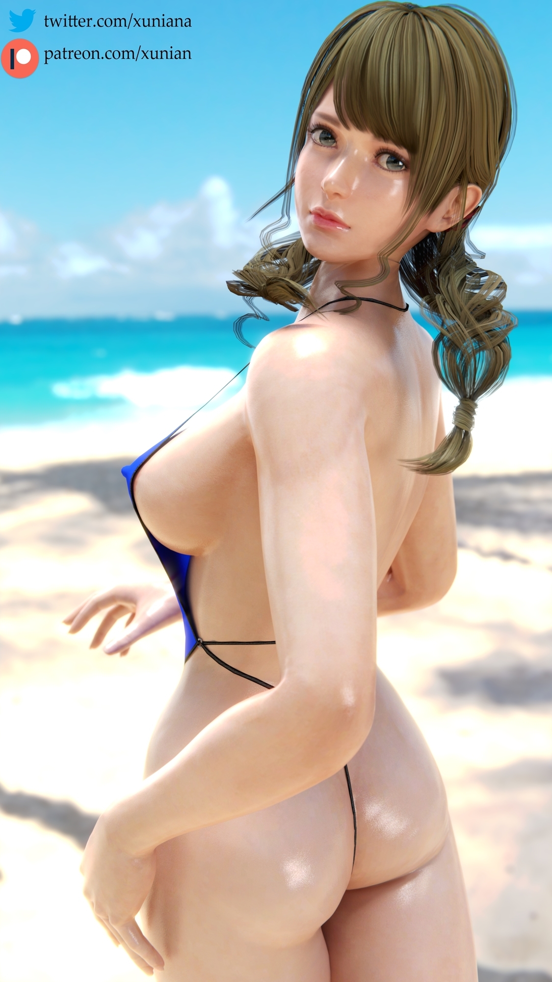 Monica on the beach Dead Or Alive Monica 3d Porn 3d Girl 3dnsfw Looking At Viewer Posing Swimsuit Ass Booty Beach