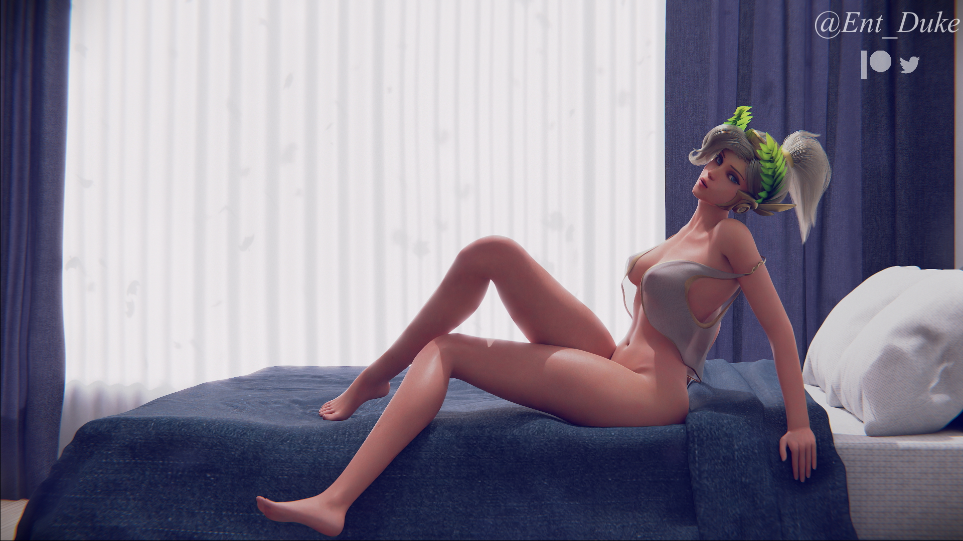 A few renders Overwatch Tracer Mercy 3d Porn Videogame Nude Naked Beach Standing