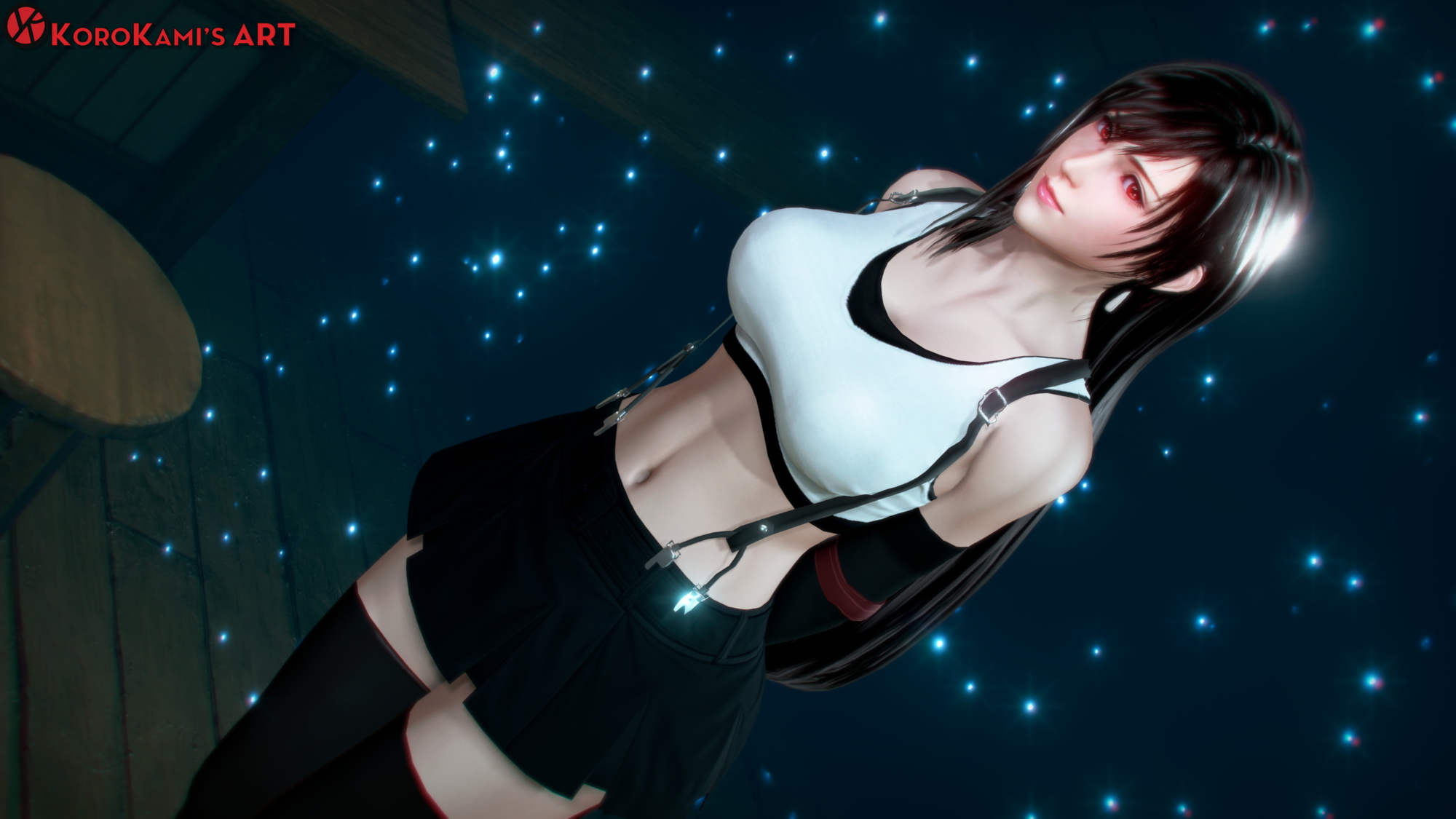 Tifa's bar Tifa Lockhart Final Fantasy 3d Porn 3d Girl Nsfw Videogame Natural Tits Pink Nipples Topless Skirt 2