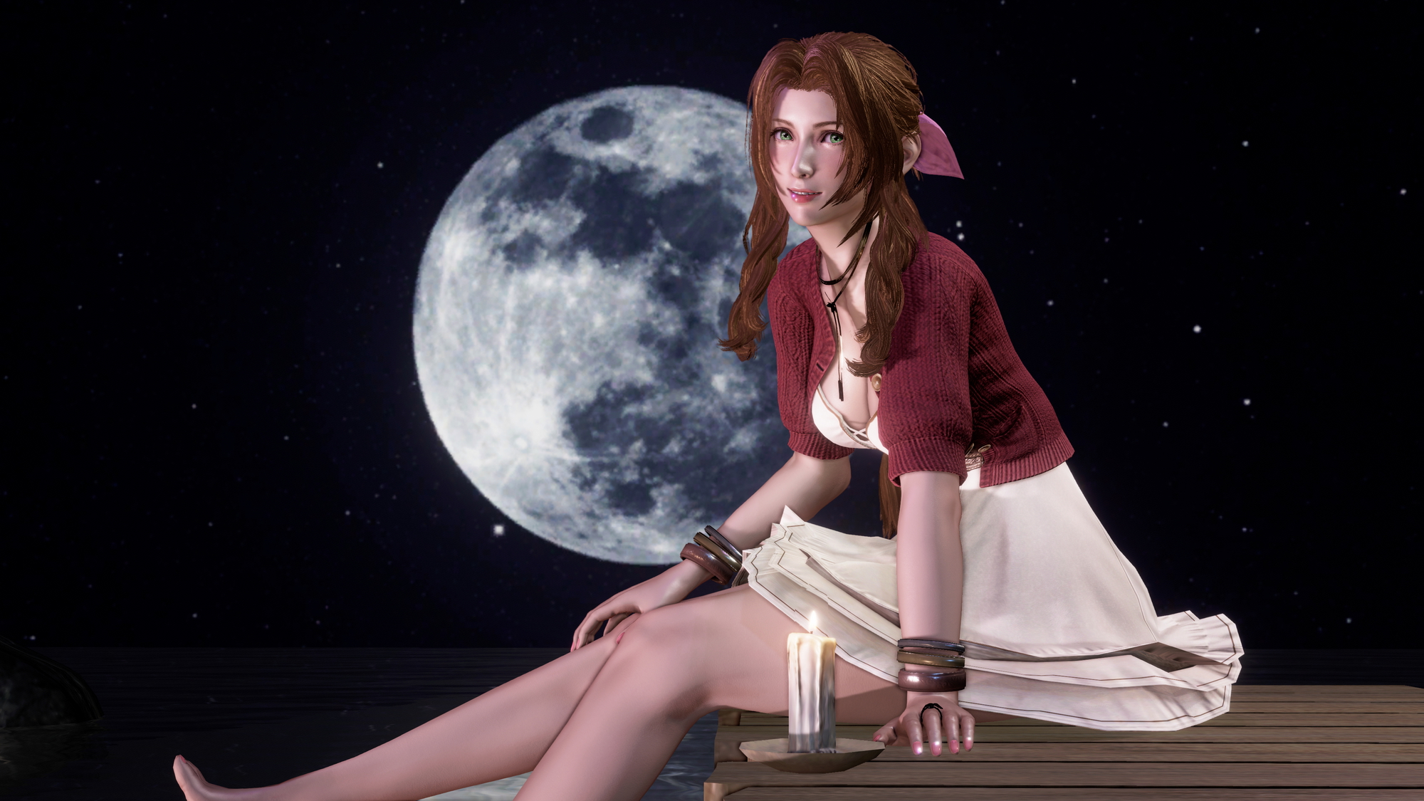Full moon Aerith Gainsborough Final Fantasy 3d Porn 3d Girl Nsfw Videogame Pink Nipples Natural Boobs Natural Tits Topless Feet 3