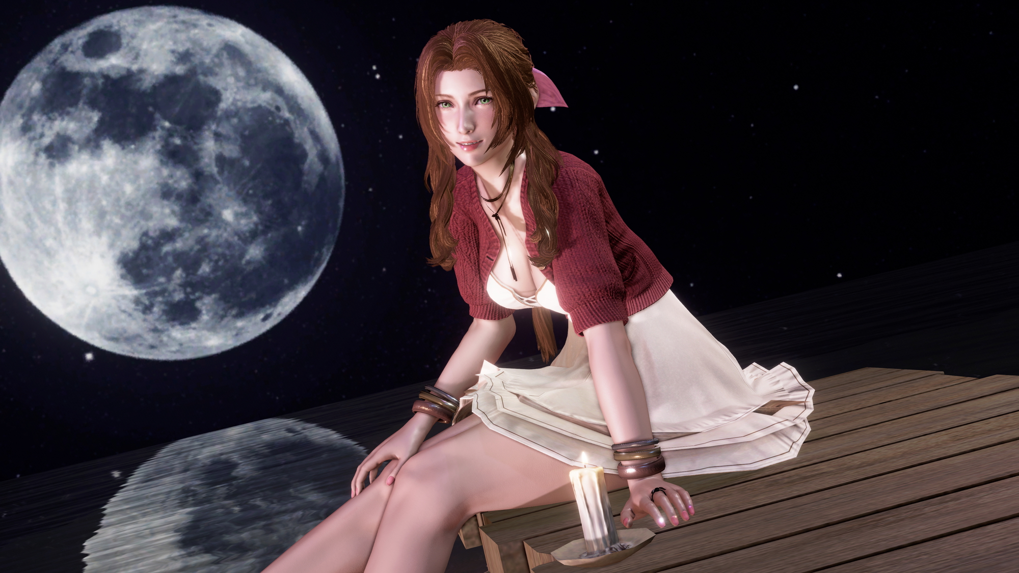 Full moon Aerith Gainsborough Final Fantasy 3d Porn 3d Girl Nsfw Videogame Pink Nipples Natural Boobs Natural Tits Topless Feet 4