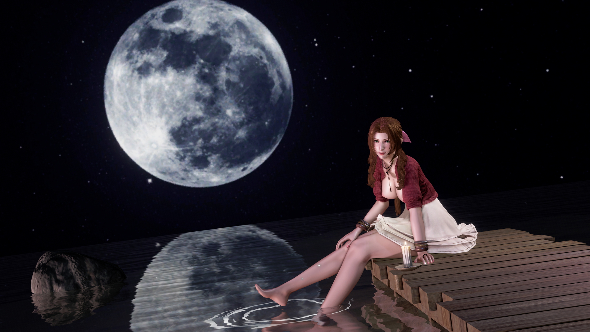 Full moon Aerith Gainsborough Final Fantasy 3d Porn 3d Girl Nsfw Videogame Pink Nipples Natural Boobs Natural Tits Topless Feet 7