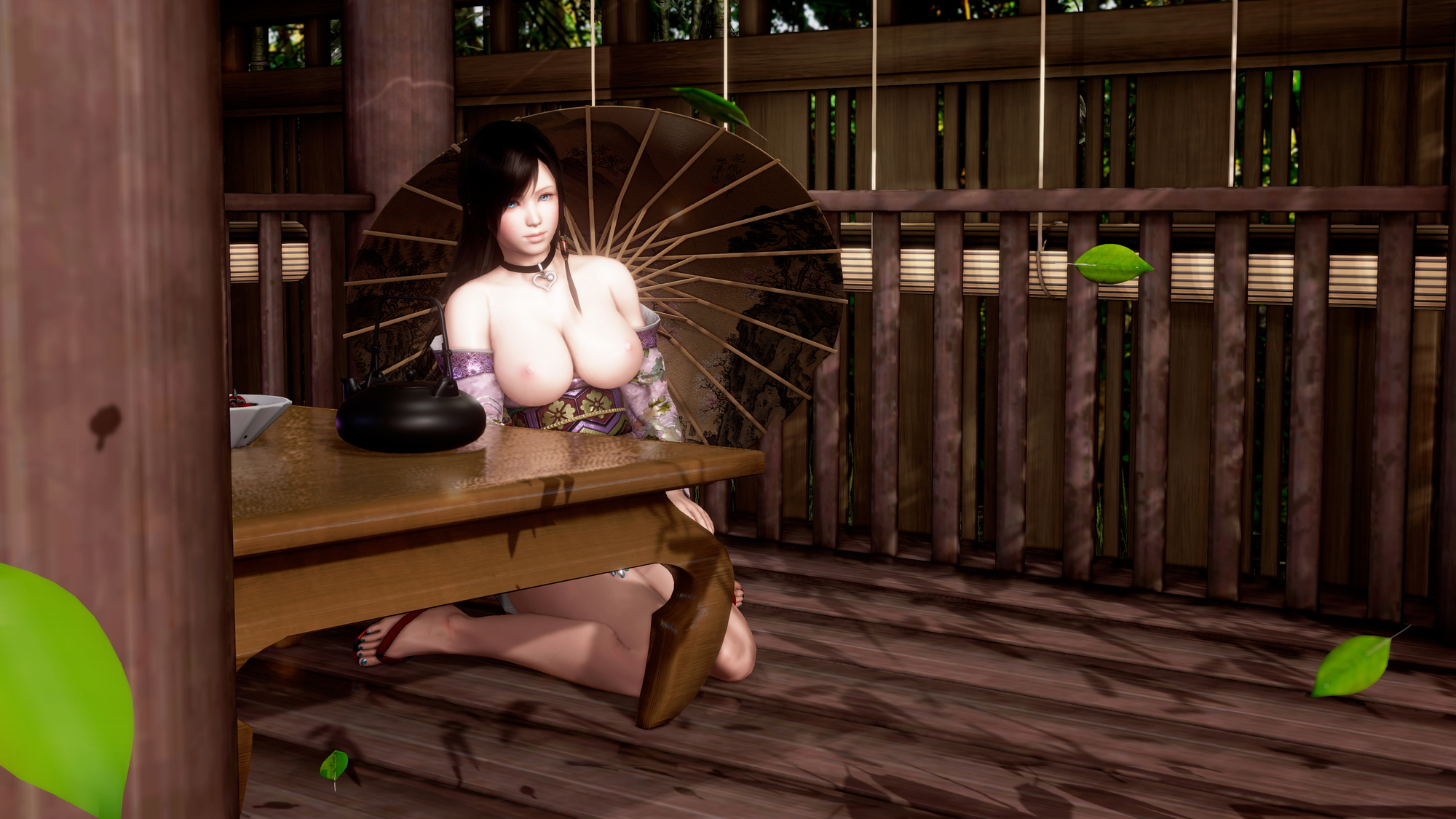落ち葉 / Fallen leaves NSFW ver. Final Fantasy Kokoro 3d Porn 3d Girl Nsfw Videogame Pink Nipples Natural Tits Posing Big boobs High Heels Garden Topless 3