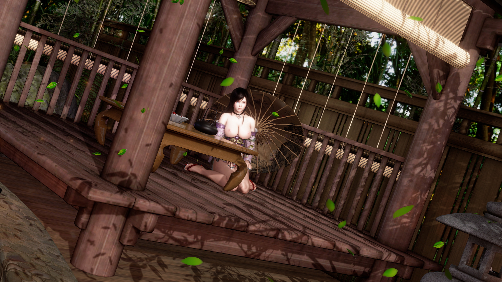 落ち葉 / Fallen leaves NSFW ver. Final Fantasy Kokoro 3d Porn 3d Girl Nsfw Videogame Pink Nipples Natural Tits Posing Big boobs High Heels Garden Topless 5