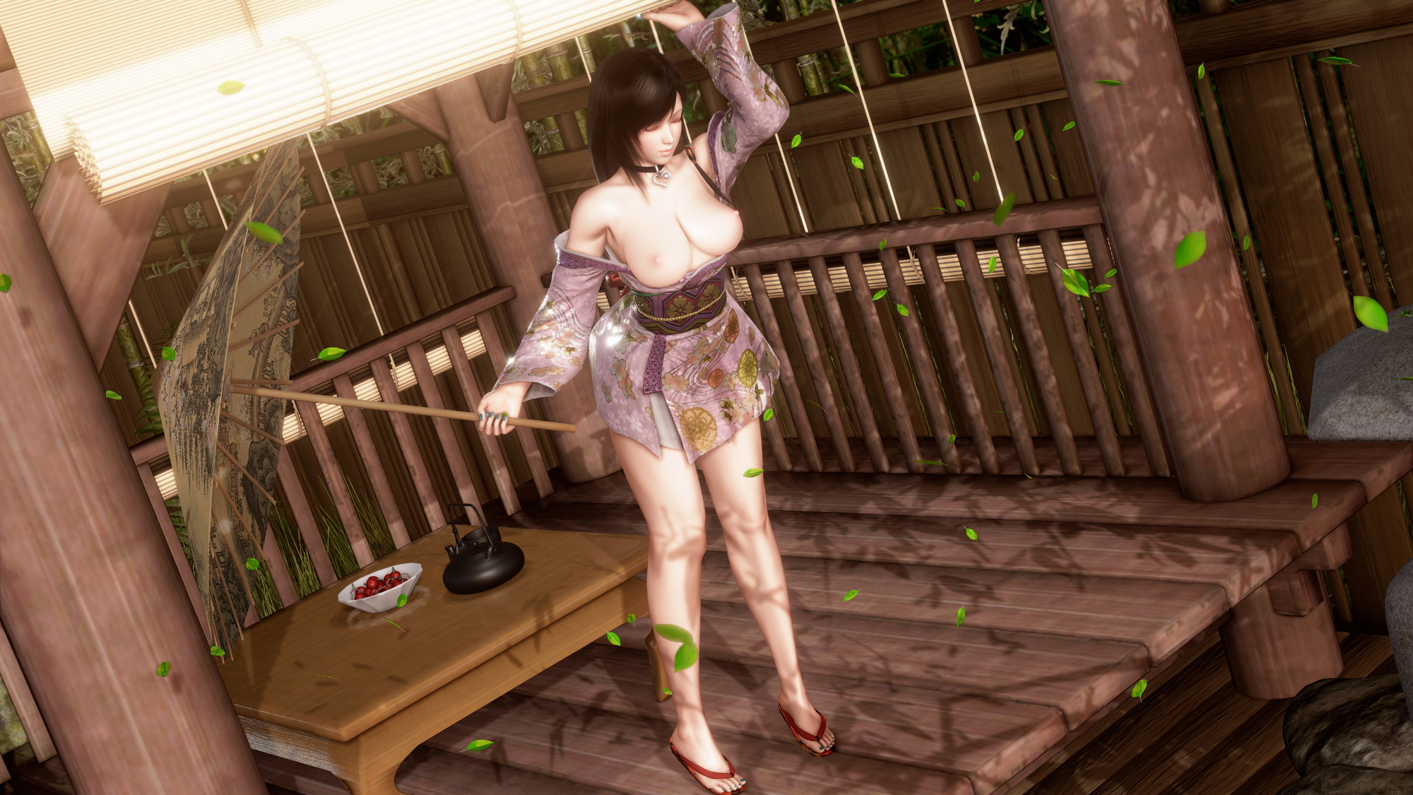 落ち葉 / Fallen leaves NSFW ver. Final Fantasy Kokoro 3d Porn 3d Girl Nsfw Videogame Pink Nipples Natural Tits Posing Big boobs High Heels Garden Topless 6