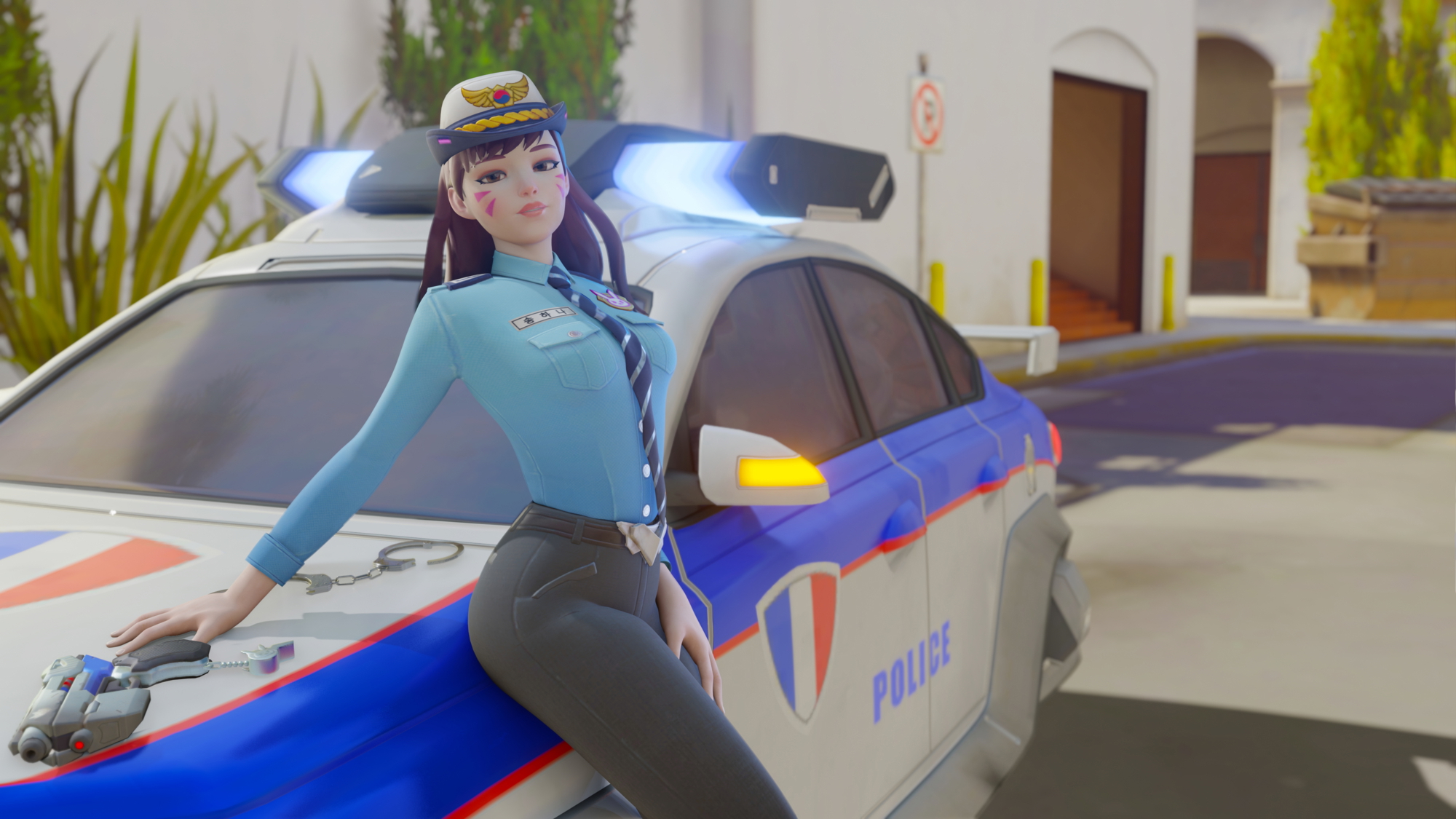 D.va Police Car Overwatch D.va Tits Small Tits 3
