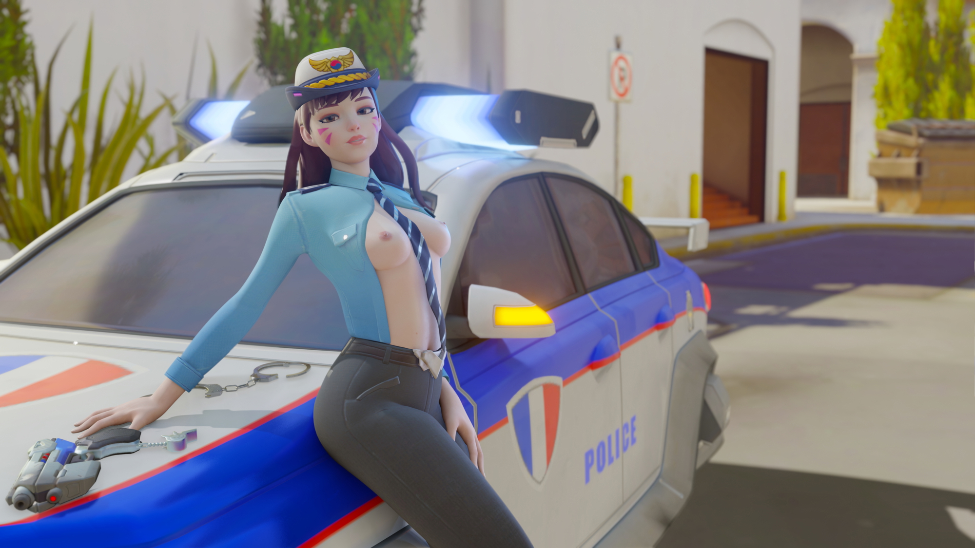 D.va Police Car Overwatch D.va Tits Small Tits 4
