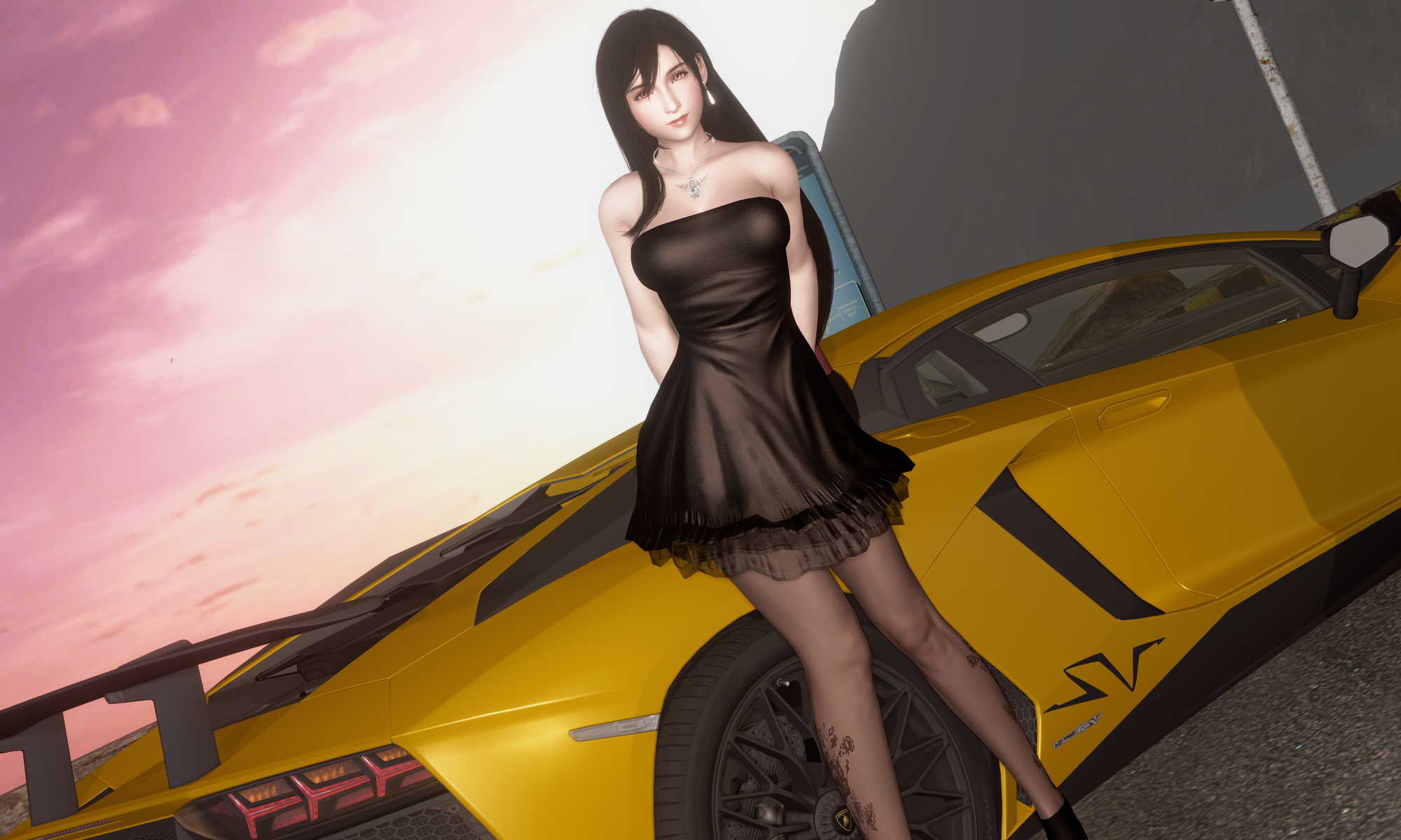 Modern and Sexy Final Fantasy Tifa Lockhart 3d Porn 3d Girl Nsfw Videogame Nude Naked Pink Nipples Big Tits Topless Car Lingerie Pussy Posing 2