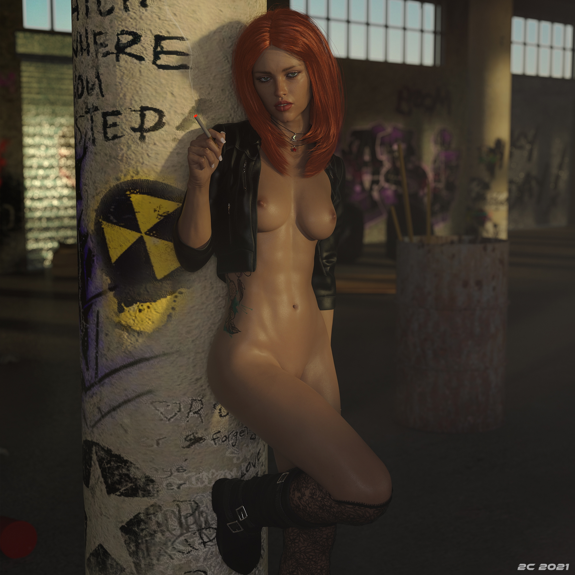 Expectant Original 3d Porn 3d Girl Nsfw Nude Naked Natural Tits Sexy Nipples Cigarette