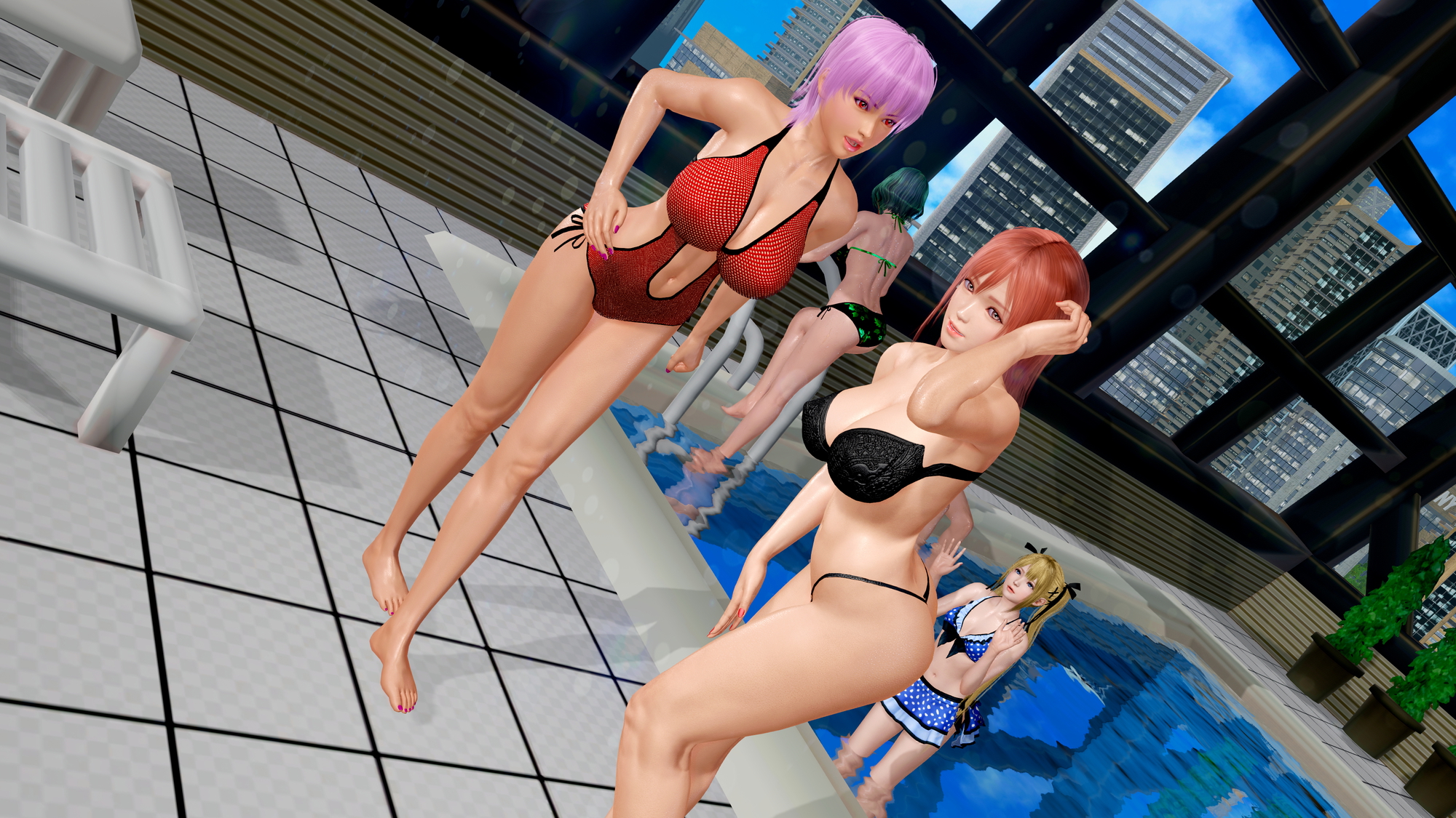 夏のプール / Summer pool Honoka Ayane Marie Rose 3d Porn 3d Girl Nsfw Videogame Nude Naked Pool Pink Nipples Big Breasts Big Tits Big boobs 2