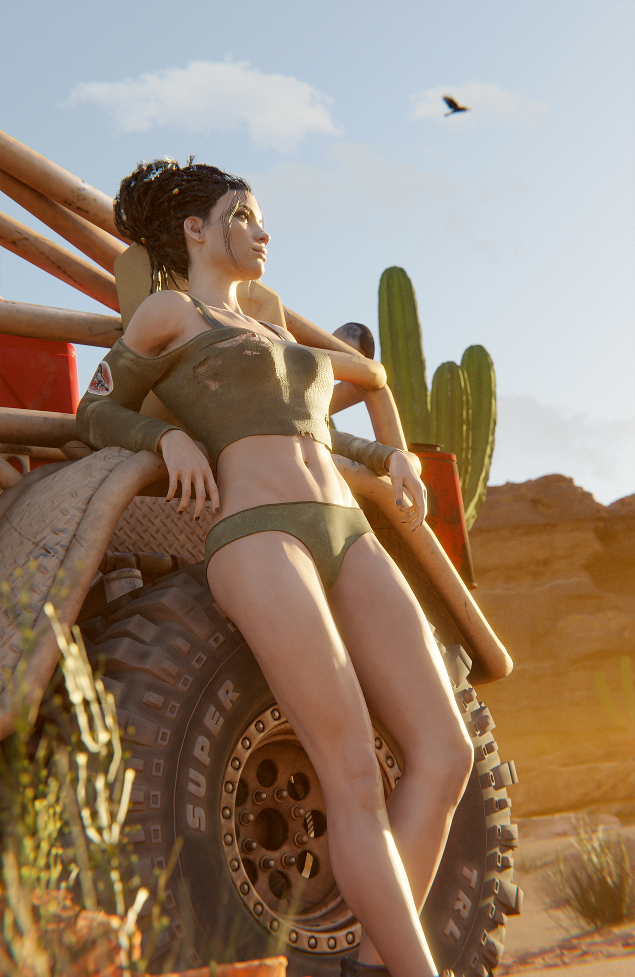 Panam Desert Scene 2 Panam Palmer Cyberpunk2077 Cyberpunk Outdoor Pussy Shaved Pussy Big Tits Tits 2