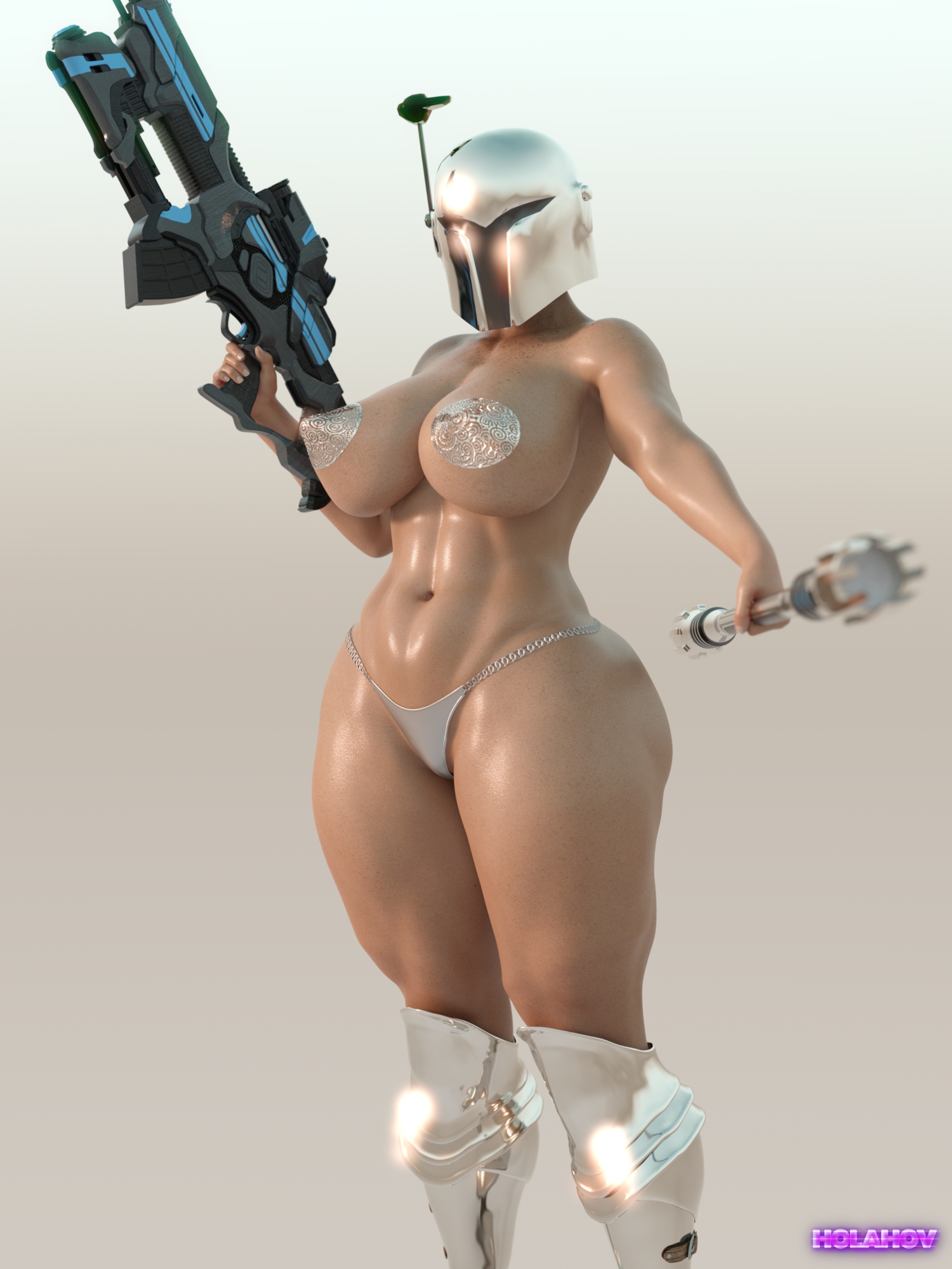 HELMET Mandalorian Star Wars Big Breasts Big Tits Hips Thighs Mask Laser Boob Armor Bikini Armor Abs Comic 4
