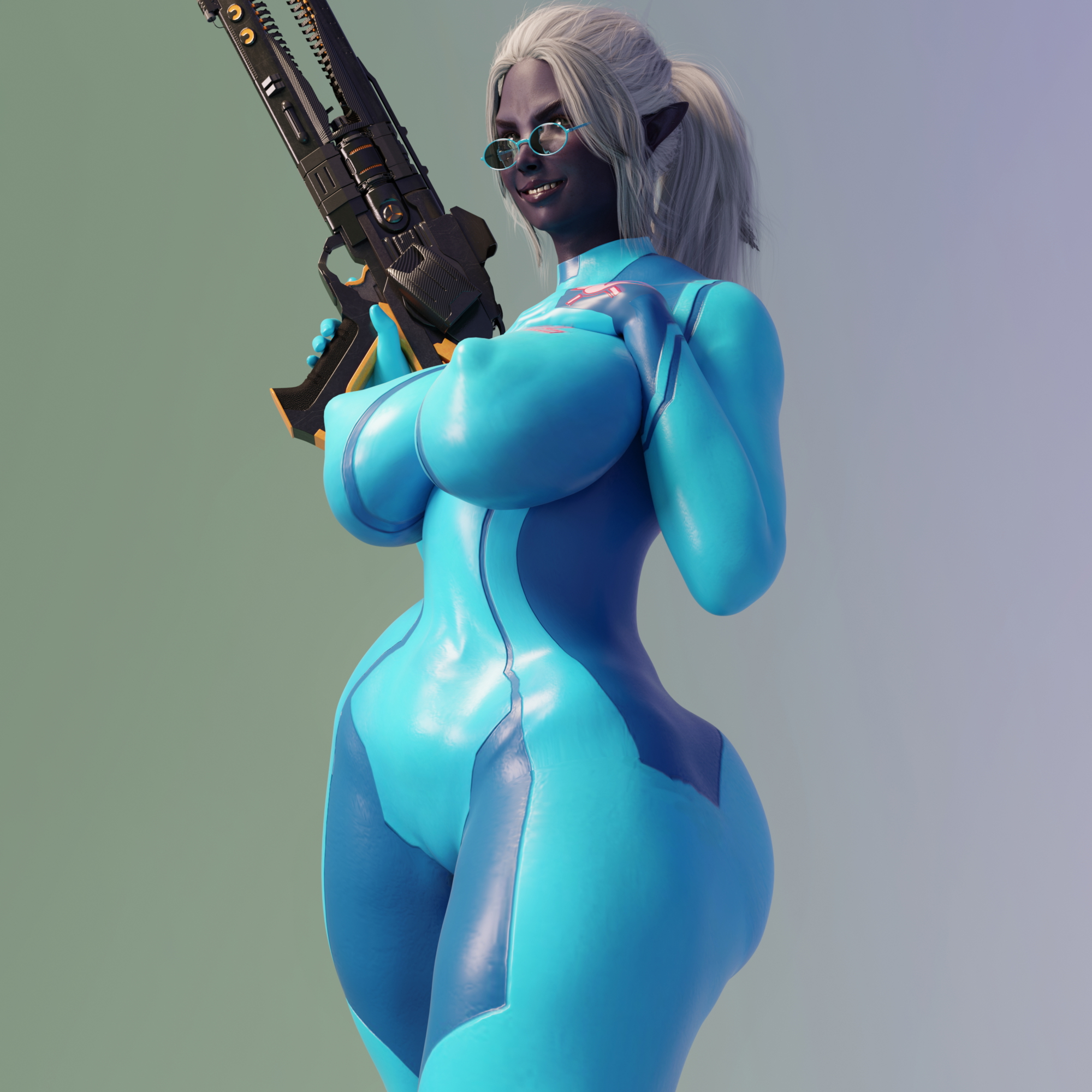 Zero Suit Samus Cosplays Samus Aran (Metroid) Metroid Big Breasts Big Tits Hips Thighs Videogame Glasses Huge Boobs Zero Suit Amazon Elf Orc Erect Nipples Big Nipples Thicc Milf 2
