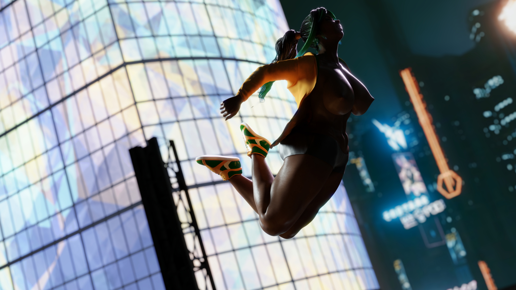 Catching Air  Big Breasts Big Tits Hips Thighs Big Nipples Thicc Areola Exposed Ninja Kunoichi