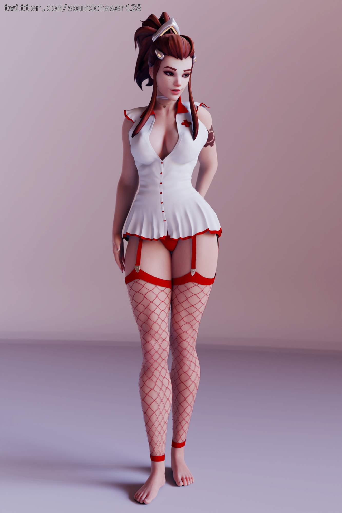 Brigitte - Nurse Pinup Overwatch Brigitte 3d Porn 3d Girl Nsfw Nude Naked Nurse Undressed Pose Shaved Pussy