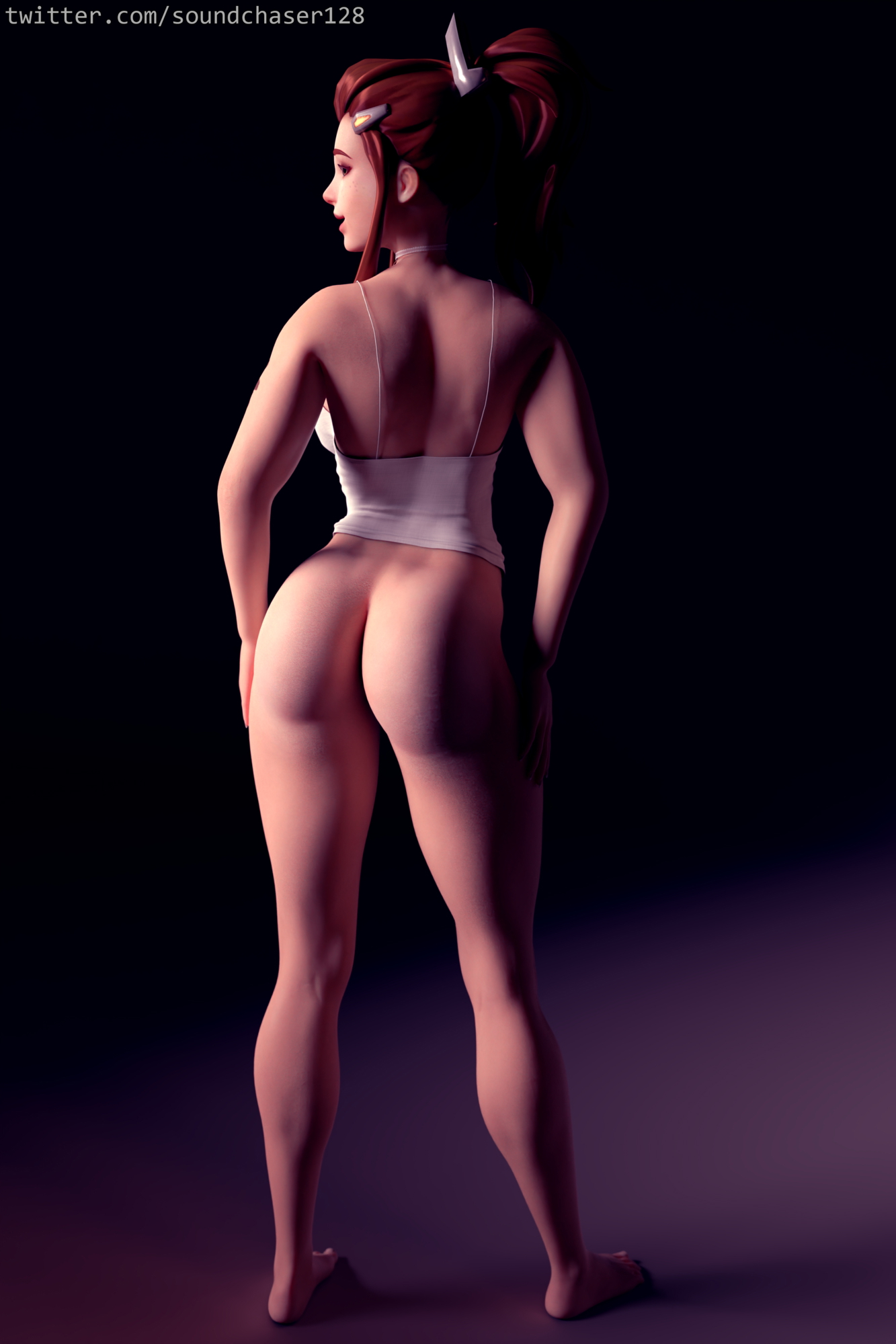 Brigitte - Lowkey Pinup Overwatch Brigitte 3d Porn 3d Girl Nsfw Half Naked Nude Pose Pinup Big Booty Natural Breast 8