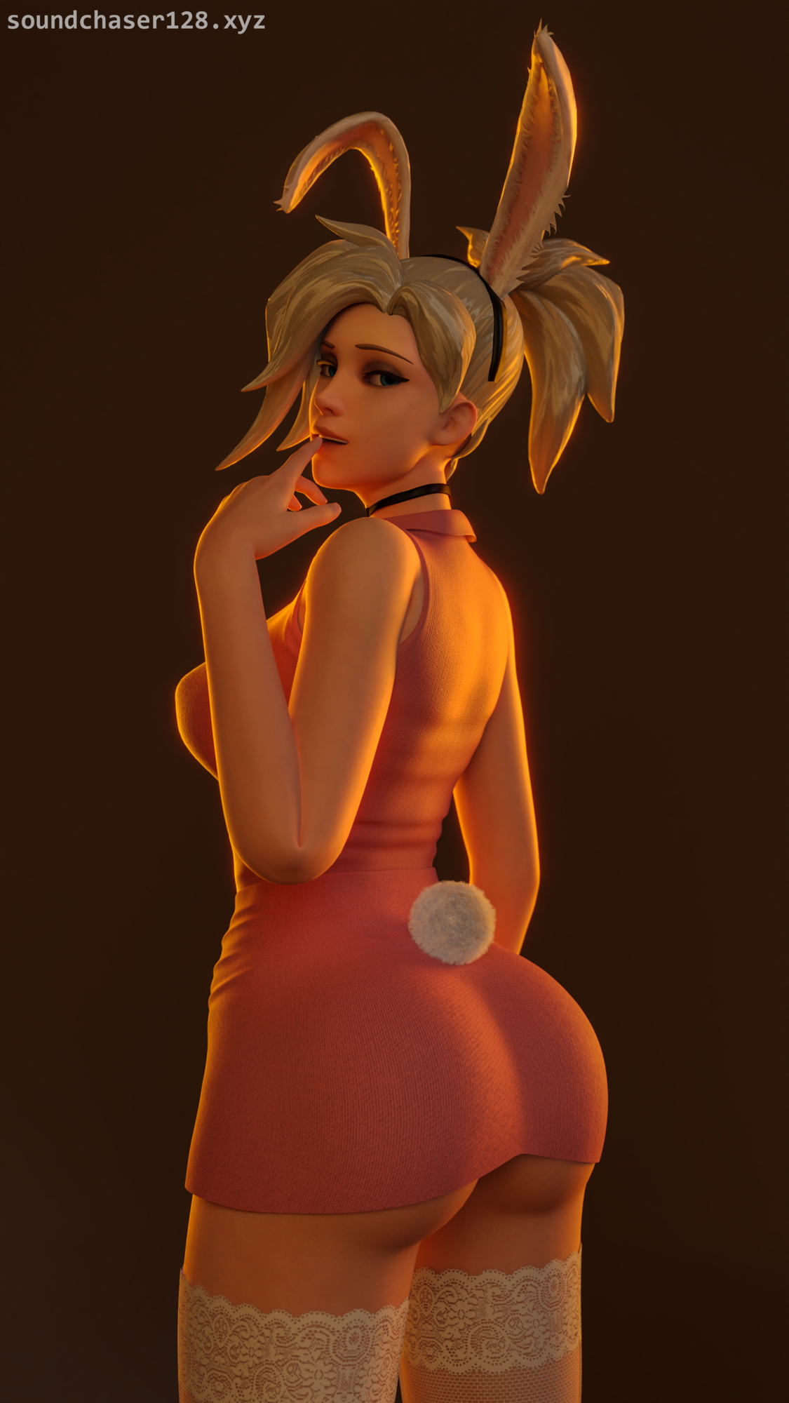 Mercy - Bunny Pinup Overwatch Mercy 3d Porn 3d Girl Nsfw Nude Naked Lingerie Bunny Topless 3