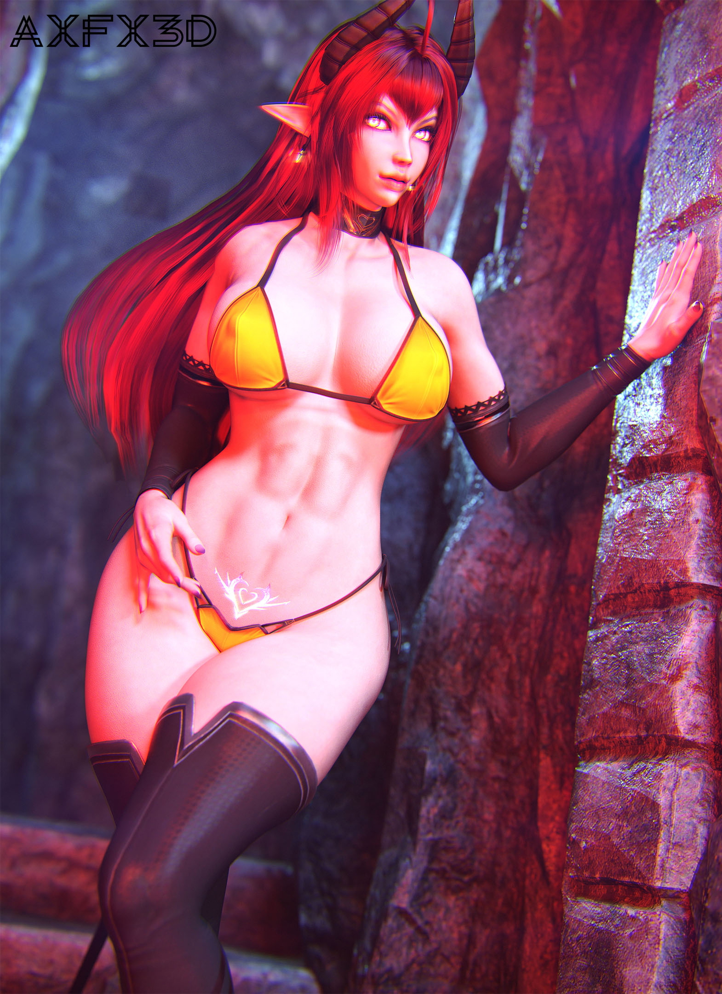 TOTD - 1-4 Loba Daemon Girl Big Tits Sexy Big Ass Sfw Dark Elf Bikini Bikini Armor 3