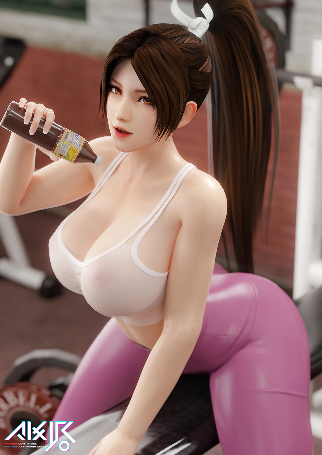 Work out with me! Dead Or Alive Mai Shiranui 3d Porn 3d Girl Nsfw Sexy Workout Gym Oiled Big Tits