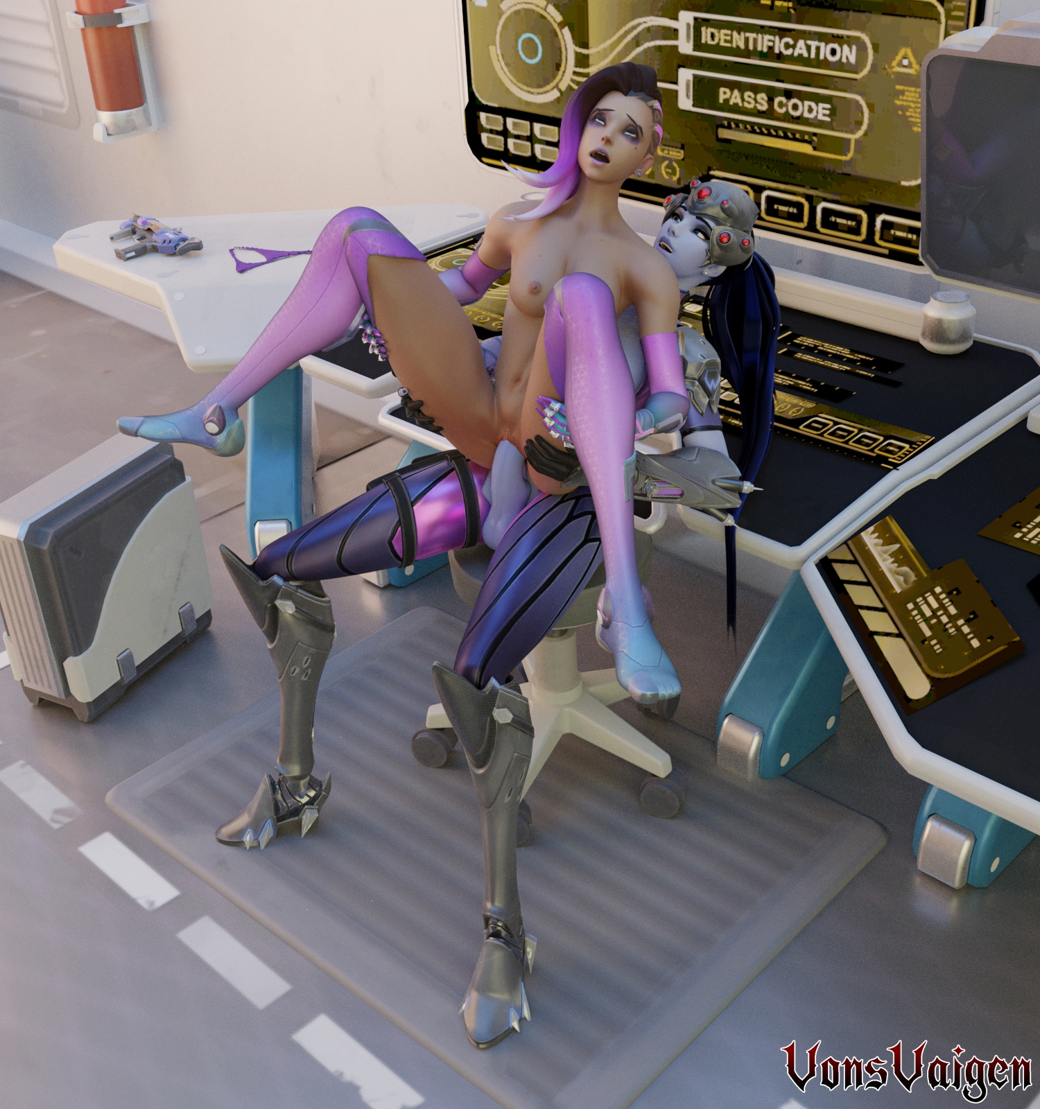 Pleasure before the mission Widowmaker Widowmakeroverwatch Sombra Sombra (overwatch) Futanari Futa Futa On Female