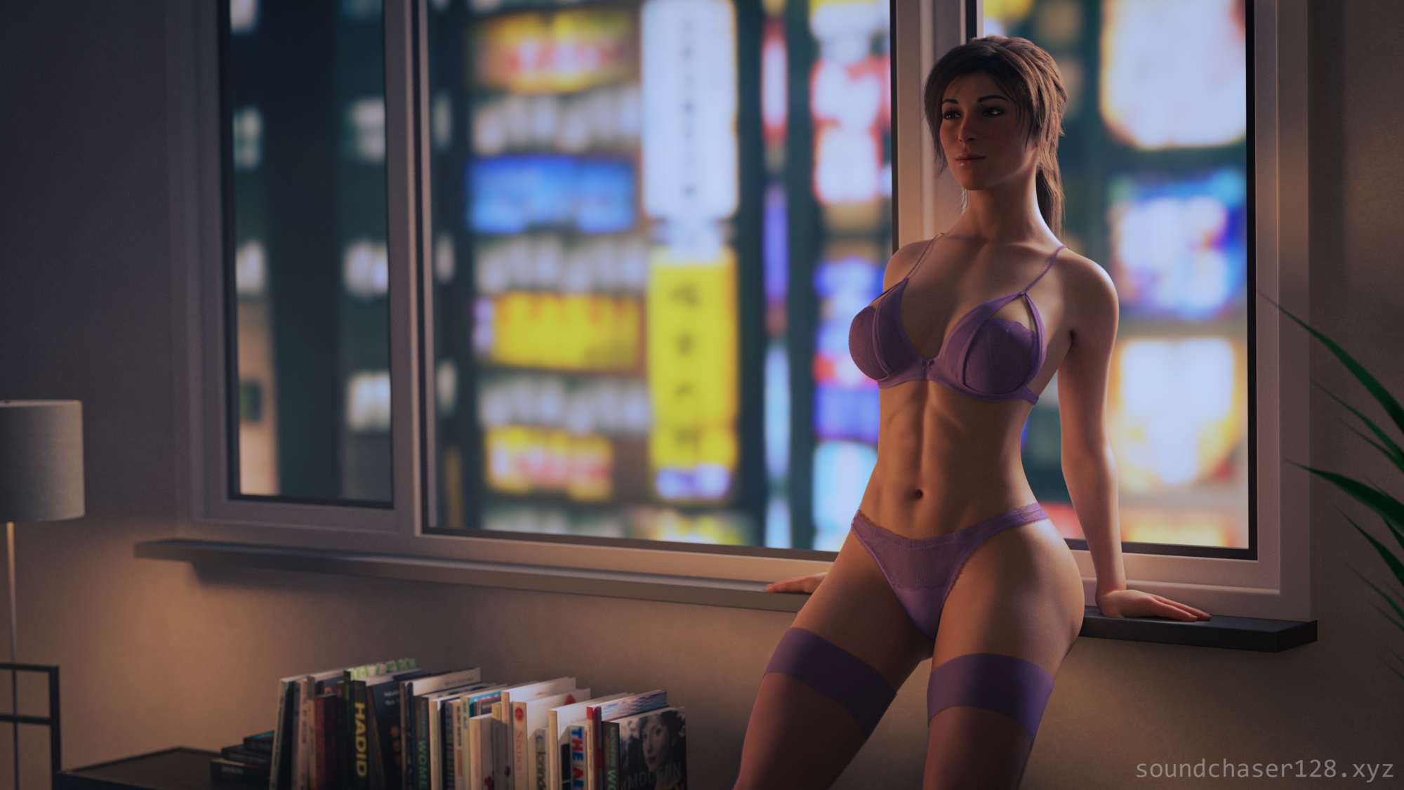 Lara's Apartment Lara Croft Pinup Bra Intimate Solo 1girl Big Tits Big Ass Smile 3