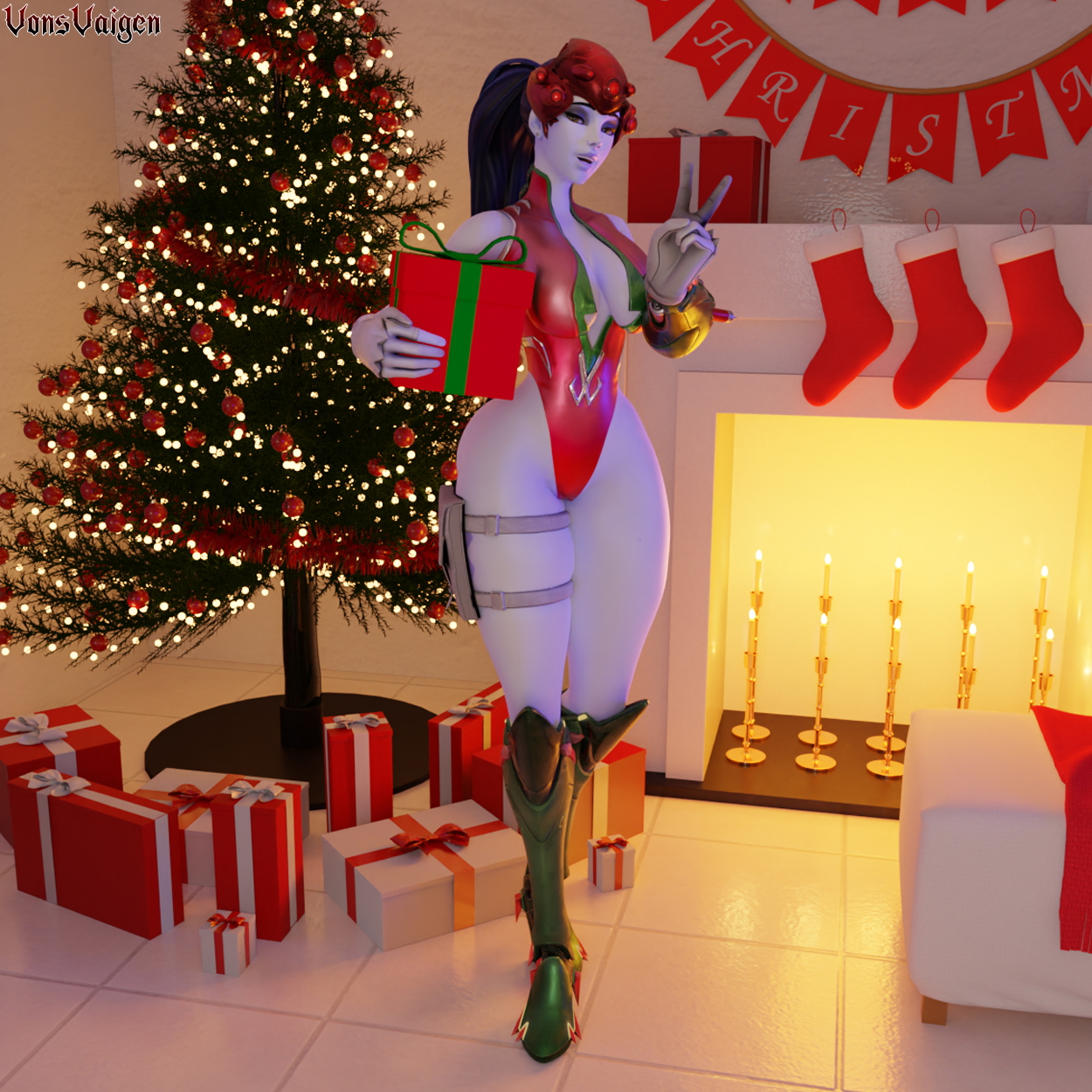 Widowmaker's hot Christmas skin (part 1) Widowmaker Widowmakeroverwatch Overwatch Curvy Christmas Thicc Thighs Thick Big Legs Legs Long Legs 3d Girl 3dnsfw